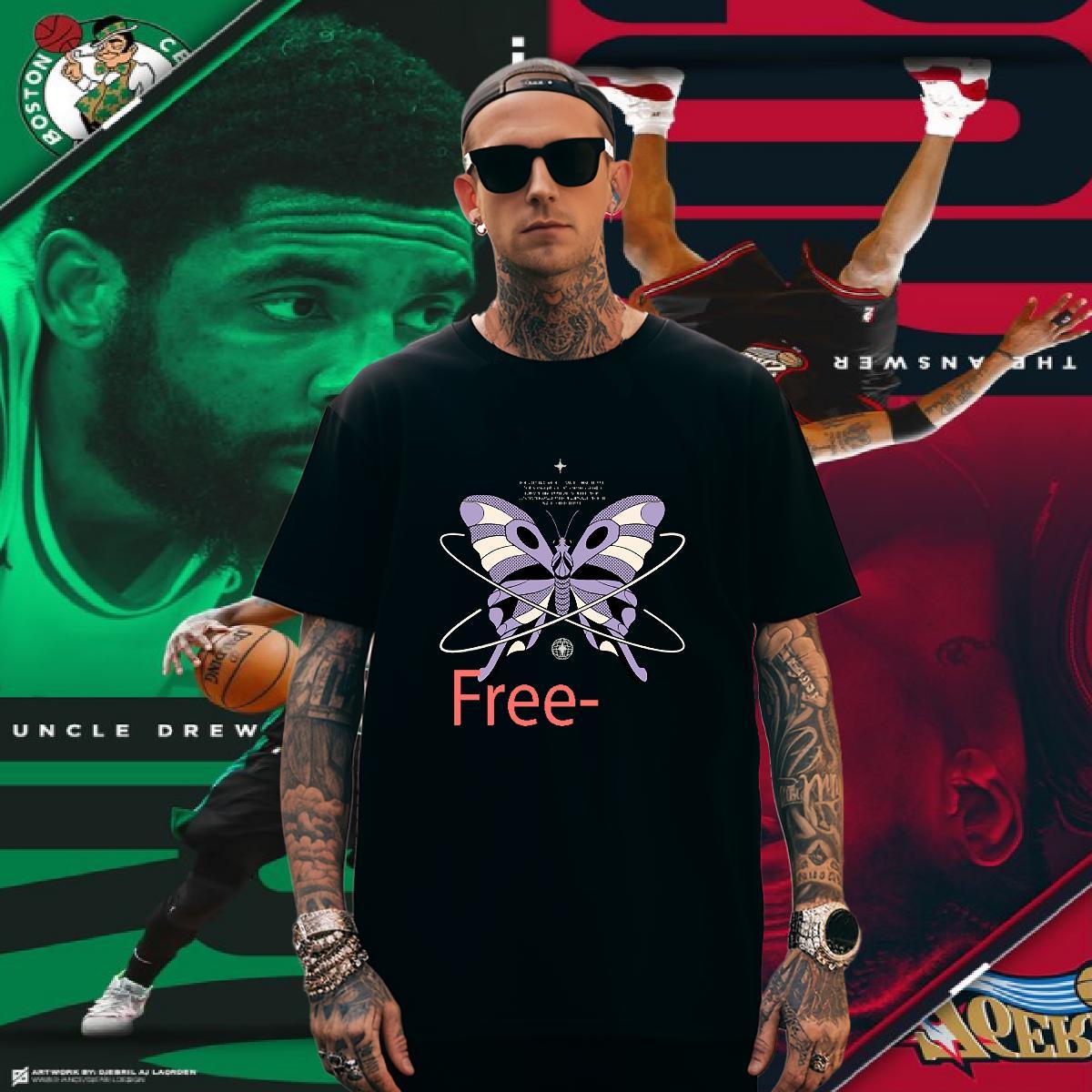 T-Shirts for Men 100% Cotton 230g Butterfly Beach Breathable Short Sleeve Custom Anime Couples T Shirts 2024 DIY Free Shipping Wear