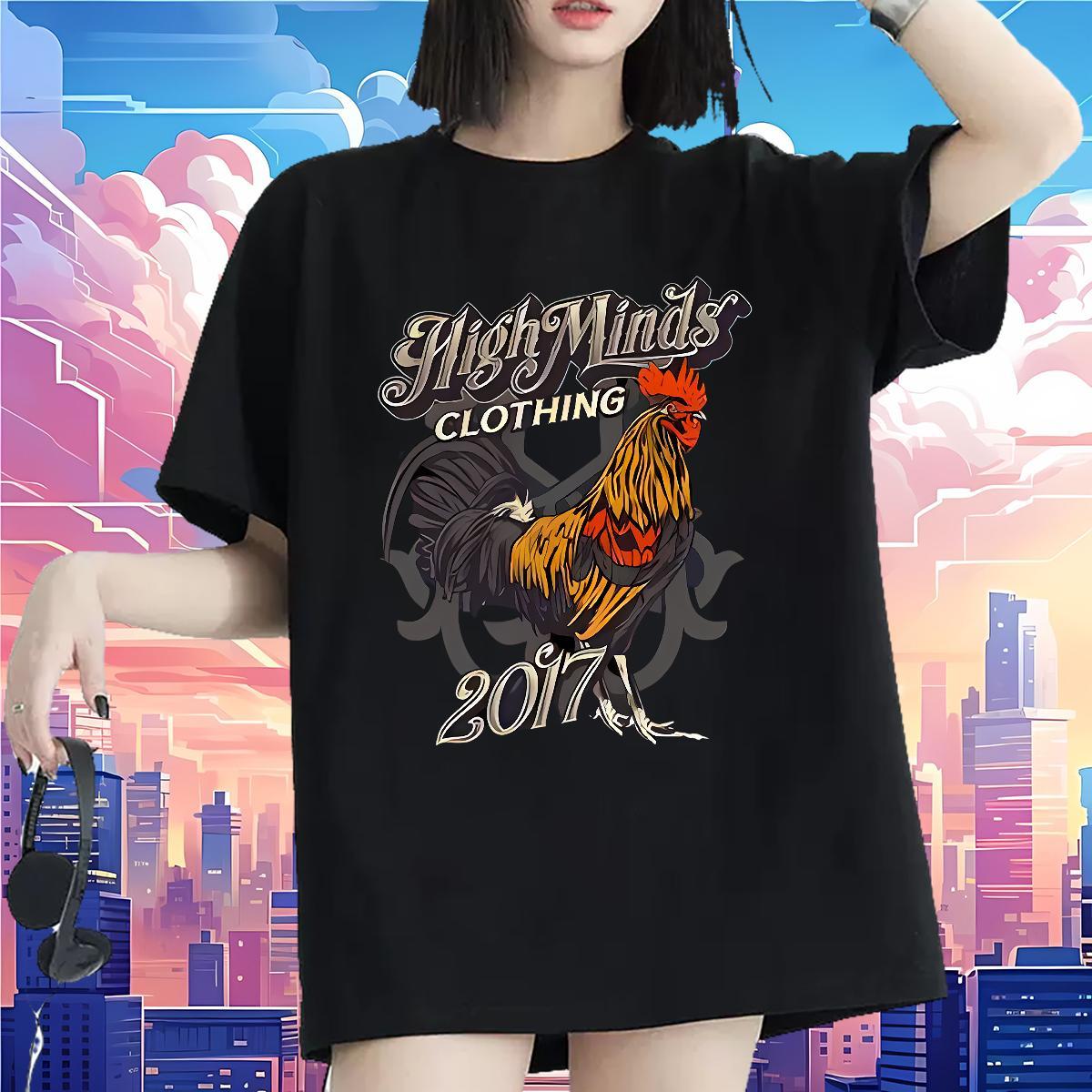 Lady Womens T Shirts Round Neck Short Sleeve Women Tees DIY Logo chicken Casual 230g Cotton 2024 Designer Tees Shirts