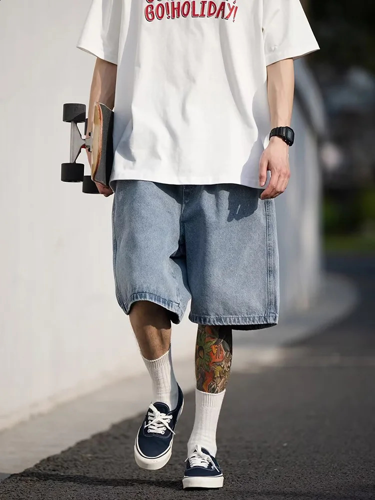 Mens Shorts Jeans Blue Denim Jorts Baggy Harajuku Pants Streetwear Y2k Oversize Korean Fashion Vintage Unisex Summer Clothes y240824