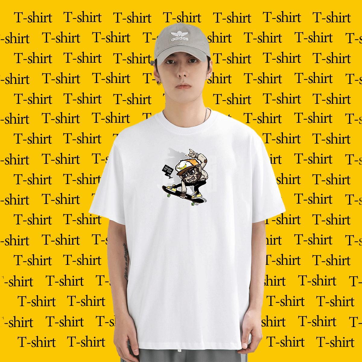 Classic Tshirt for Man Woman 230g Cotton Home Outdoor chimpanzee Anime Round Neck Short Sleeve New Men T Shirts Tshirts