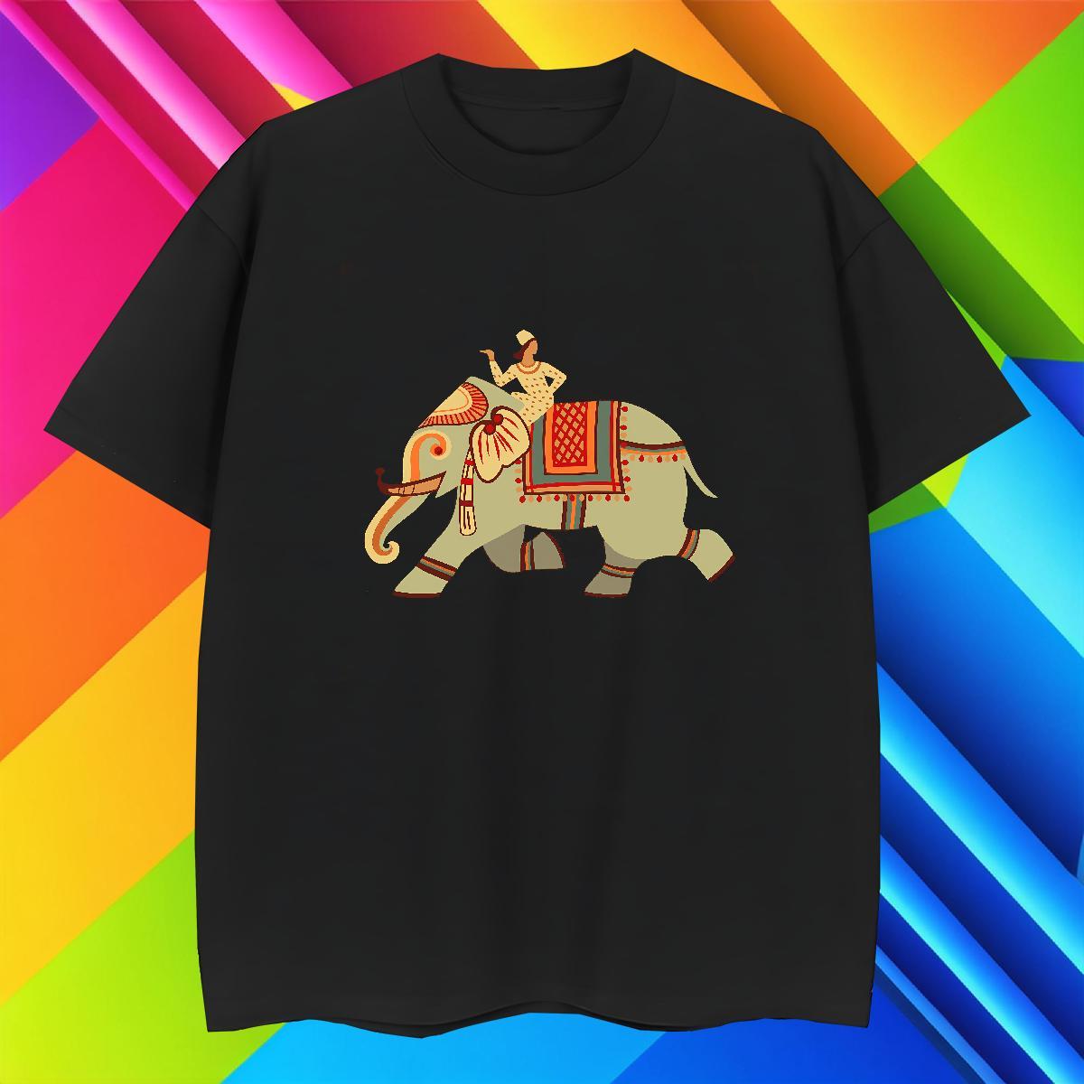 Mens T Shirts 230g 100% Cotton elephant Daily Wear Breathable Crew Neck Cartoon Printing L-4XL Tshirt for Man Woman Fashion Loose Polos