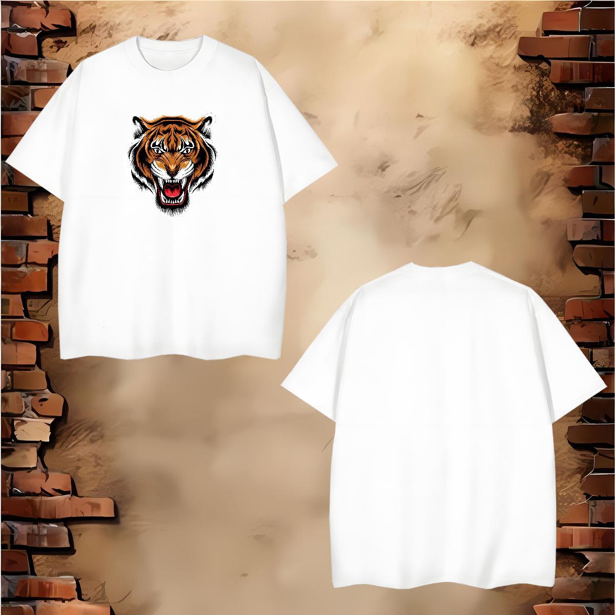 T Shirt For Man 100% Cotton 230g ferocity Summer Casual Breathable Crew Neck Plus Size Cartoon Couples T Shirts Fashion New Popular Tops