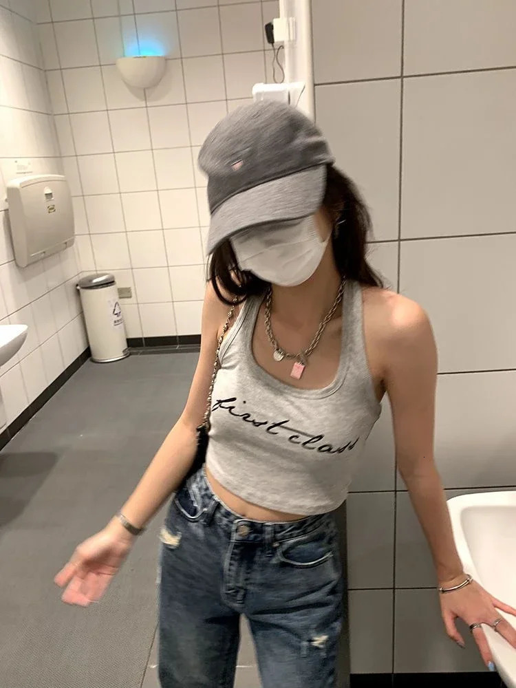 Y2K Two Pieces Set Oversized Women T-Shirts Spring Long Sleeve Halter Letter Print Sweatshirt Ladies Casual Loose Harajuku Tops 240806
