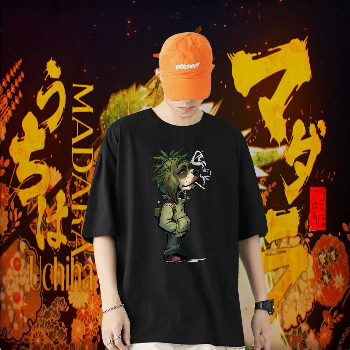 Fashion Men T Shirts 100% Cotton 230g dog Casual Daily Wear Tees Shirts O Neck Short Sleeves Unisex Tshirts Cartoon Printing L-4XL