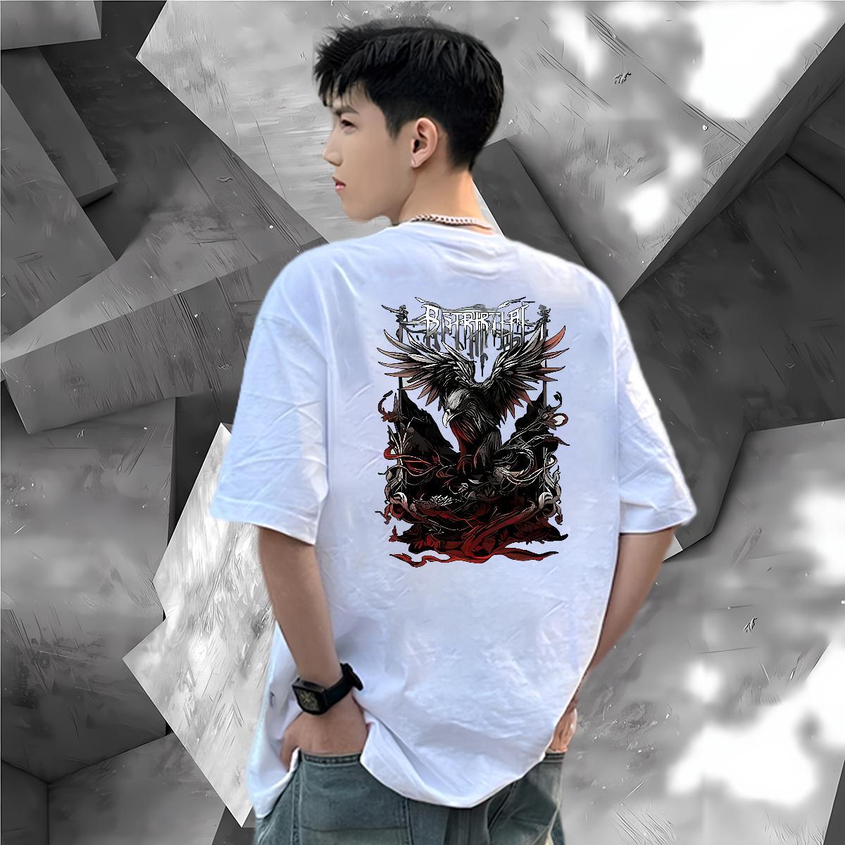 Wholesale Men T Shirts 100% Cotton 230g eagle Casual Beach Tees Breathable Short Sleeve Unisex Men Clothes T-Shirt Anime Print