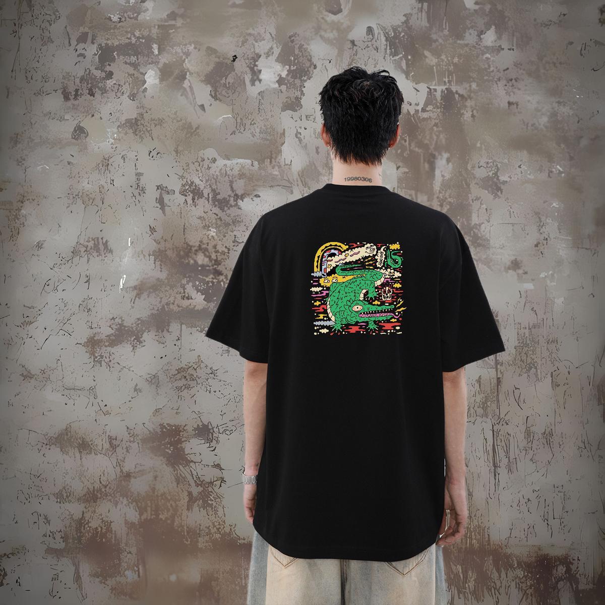Customized Men T Shirts 230g 100% Cotton crocodile Casual Daily Wear Tees Pure Cotton Soft Mens Tshirts Custom Print Plus Size