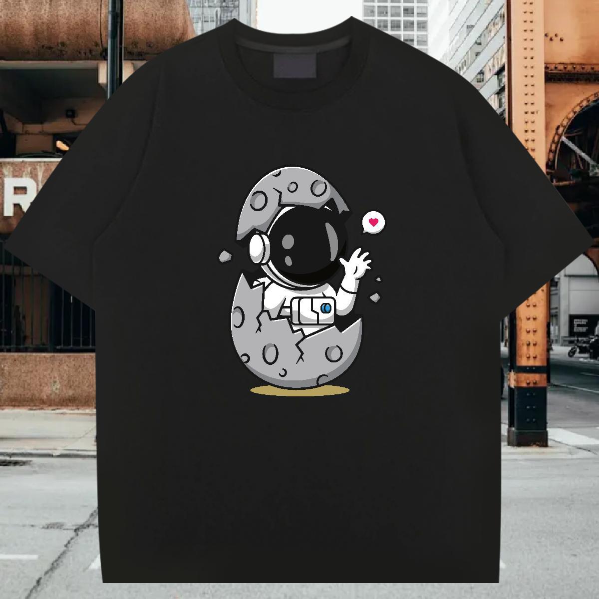 Man T Shirts 230g Cotton cosmonaut Casual Beach Crew Neck Breathable Oversized 3XL 4XL Mens Tshirts Brand High Quality Tops