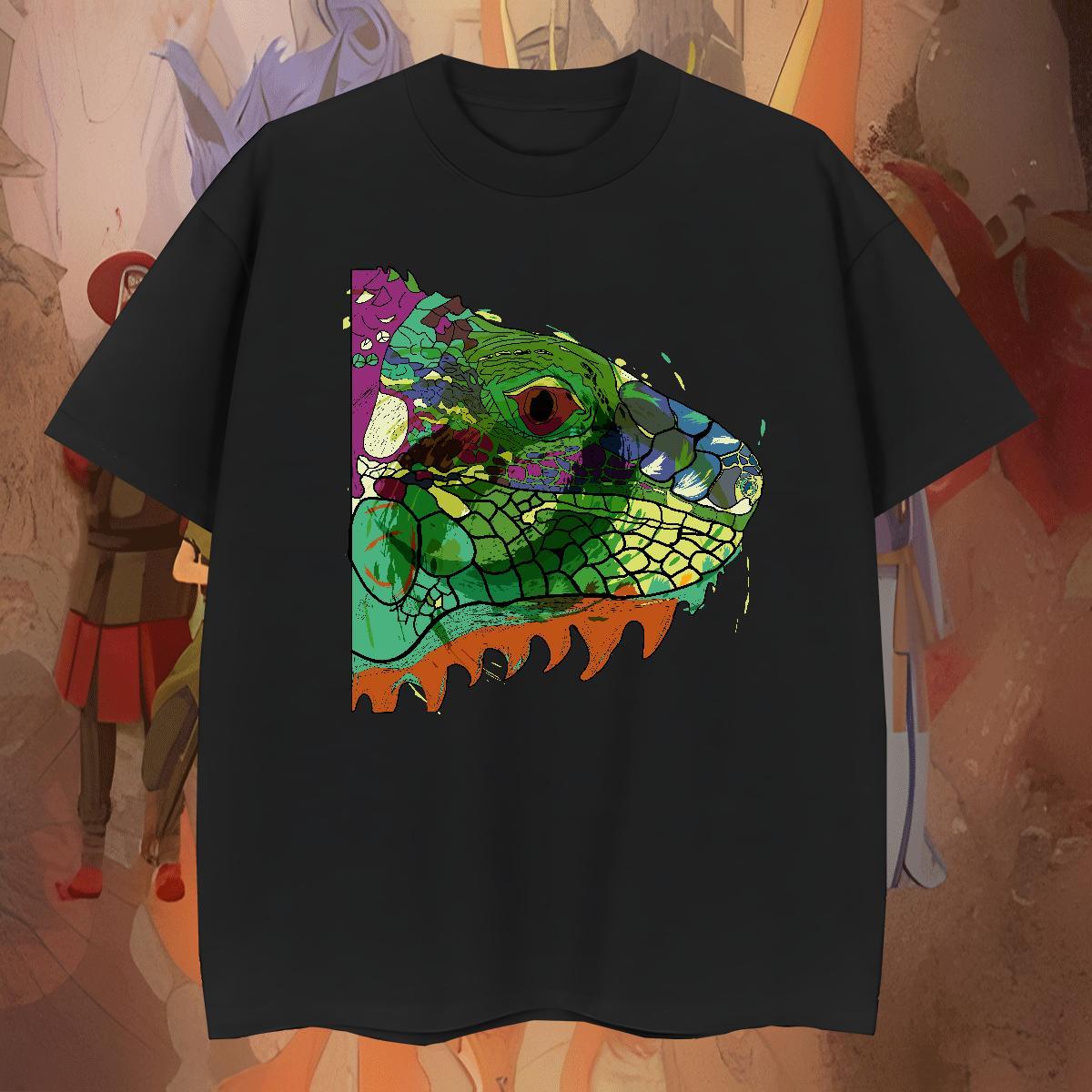 Comfortable Men Tops Tees 100% Cotton 230g Anime Printing Street fish head Black White Breathable Fashion Design T-Shirts Tshirts