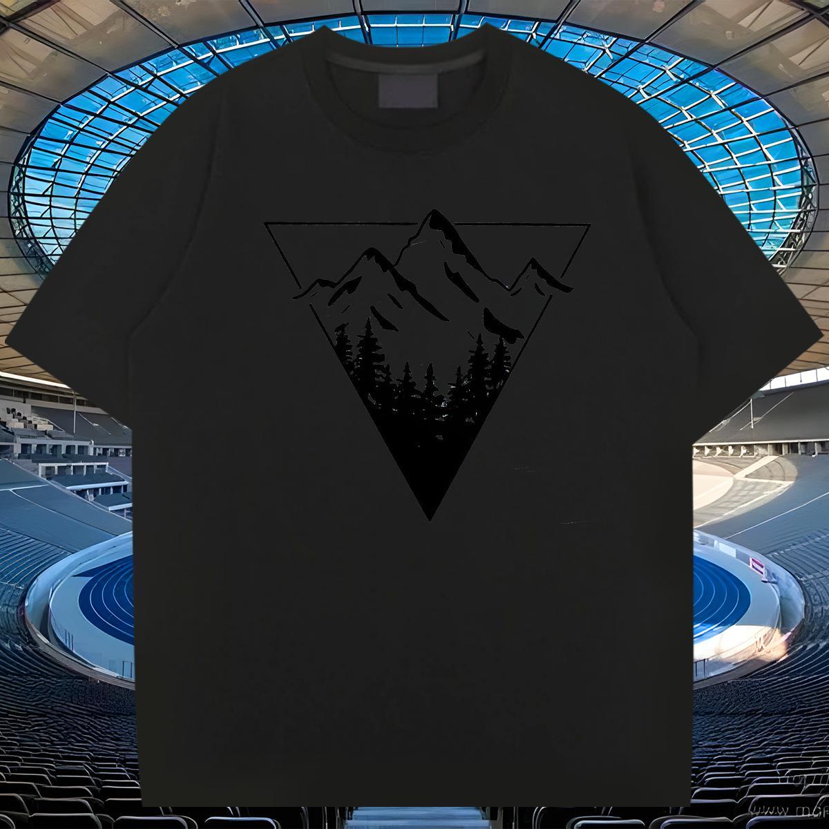 Loose Men Tops Tees 230g 100% Cotton Street wear Hip Hop mountains Floral Print Pure Cotton Fashion New T Shirts Men Top Tees