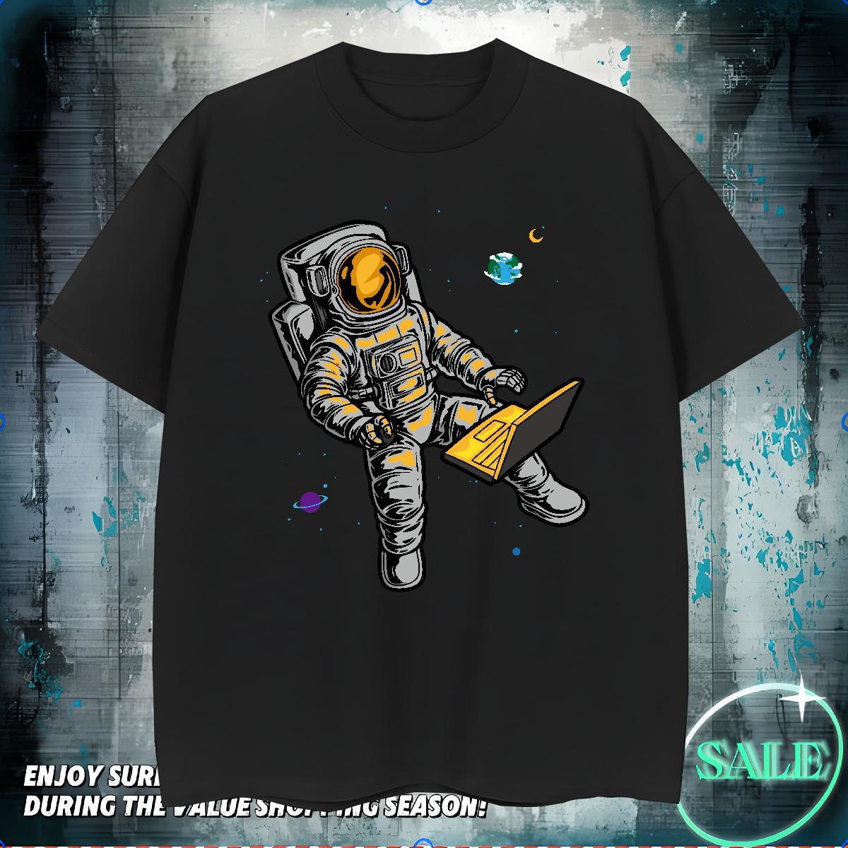 T Shirt For Man 230g Cotton universe Street Casual Breathable Crew Neck Floral Print Men Tops Tees Brand Wholesale Tshirts