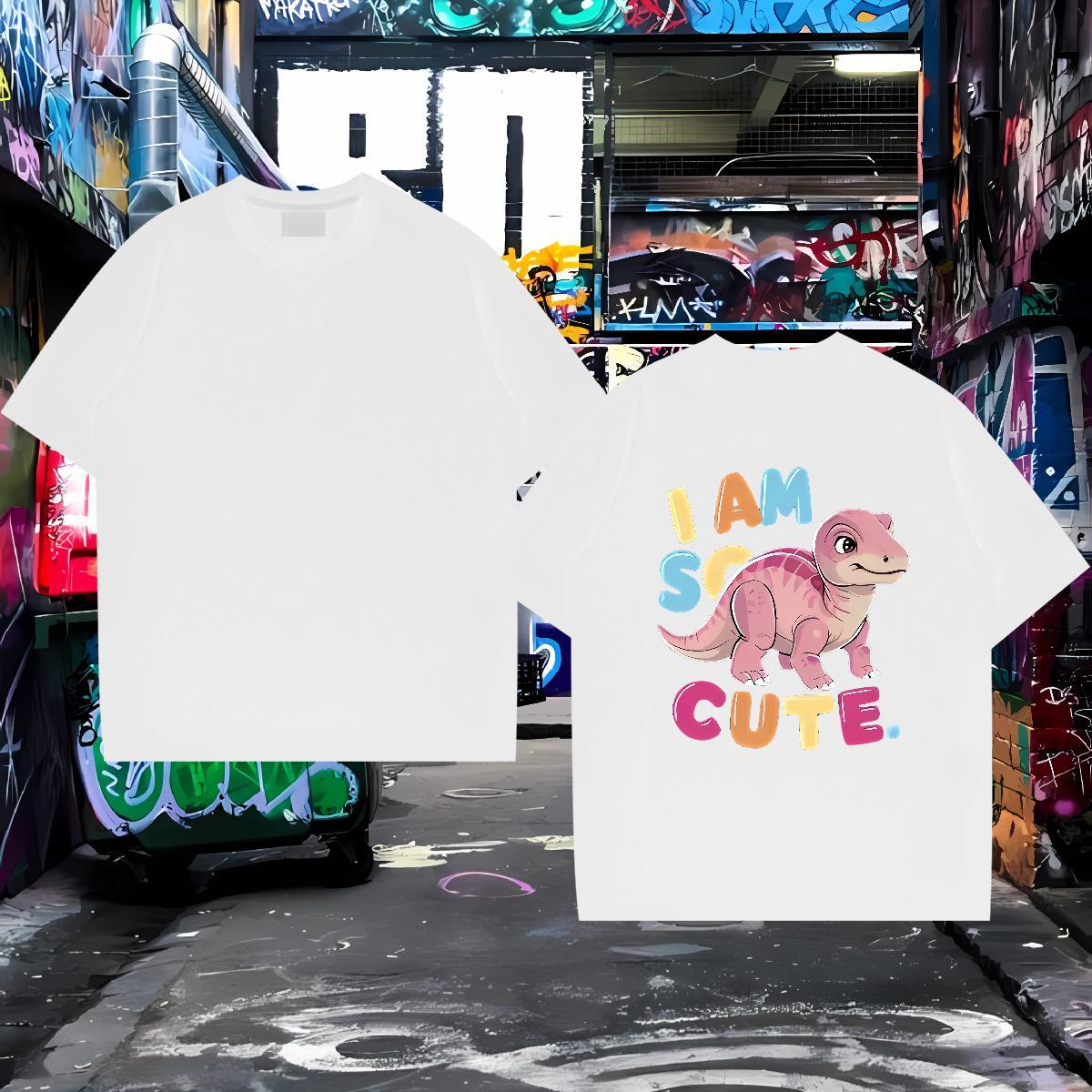 New Arrival T-Shirts 230g Cotton dinosaur Street Wear Tops Tees Short Sleeve Soft Comfortable Men Clothes T-Shirt Plus Size Cartoon