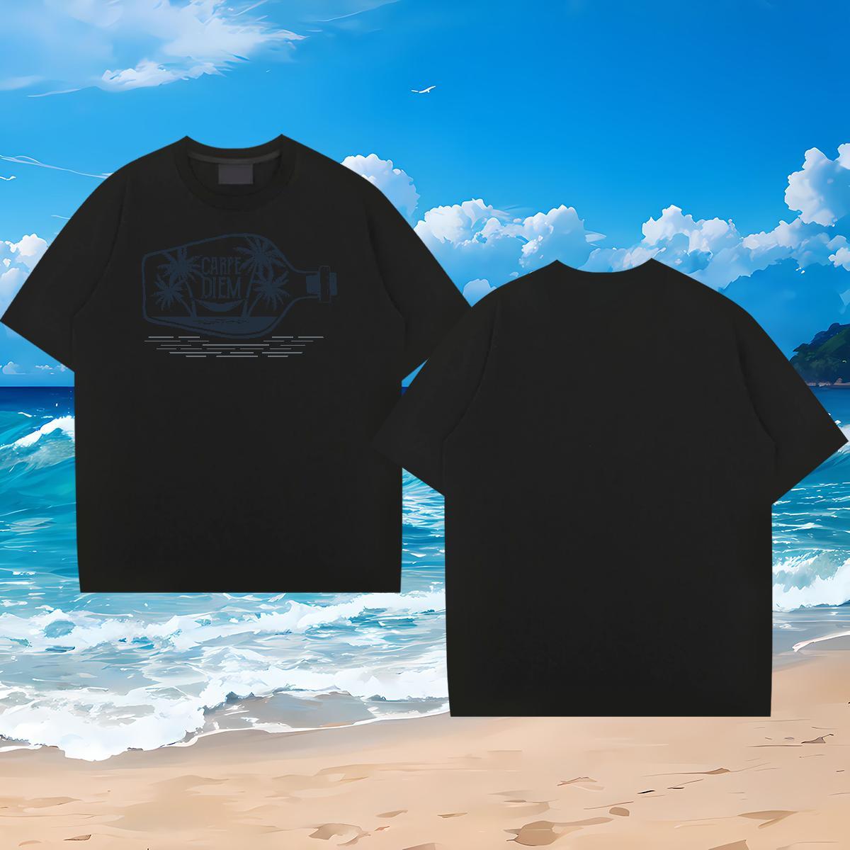 Stylist T shirt 230g 100% Cotton bottle High Street Hip Hop Tees Shirts Breathable Loose Couples T Shirts Plus Size Custom