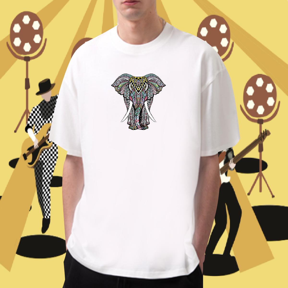 Free Shipping Mens T Shirts 230g 100% Cotton Elephant Summer Casual Polos Breathable Short Sleeve Loose Couples T Shirts Oversized 3XL 4XL