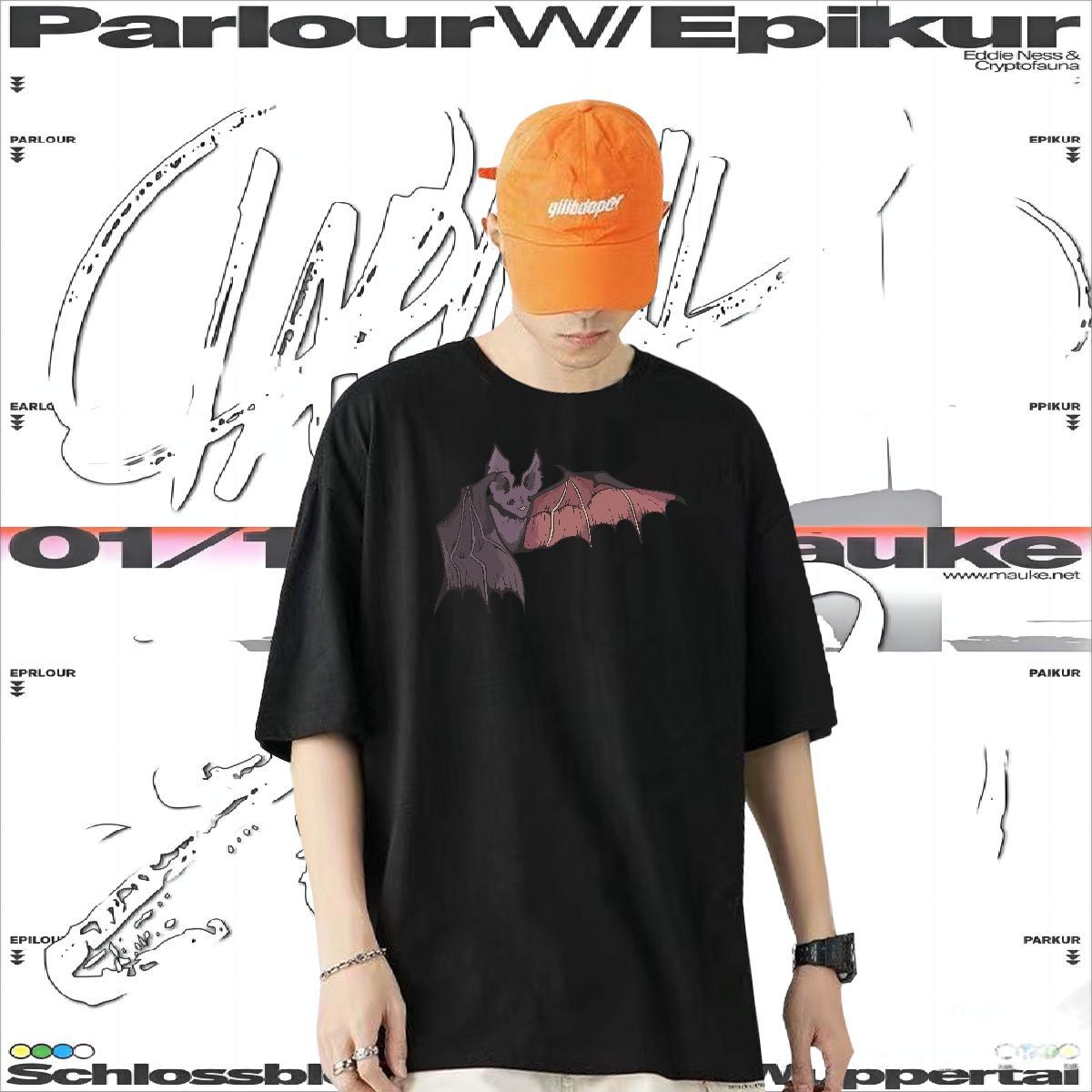 DIY Customized Mens T Shirts 230g Pure Cotton bat Street Casual Clothings O Neck Short Sleeves Wholesale Tshirt for Man Woman Anime