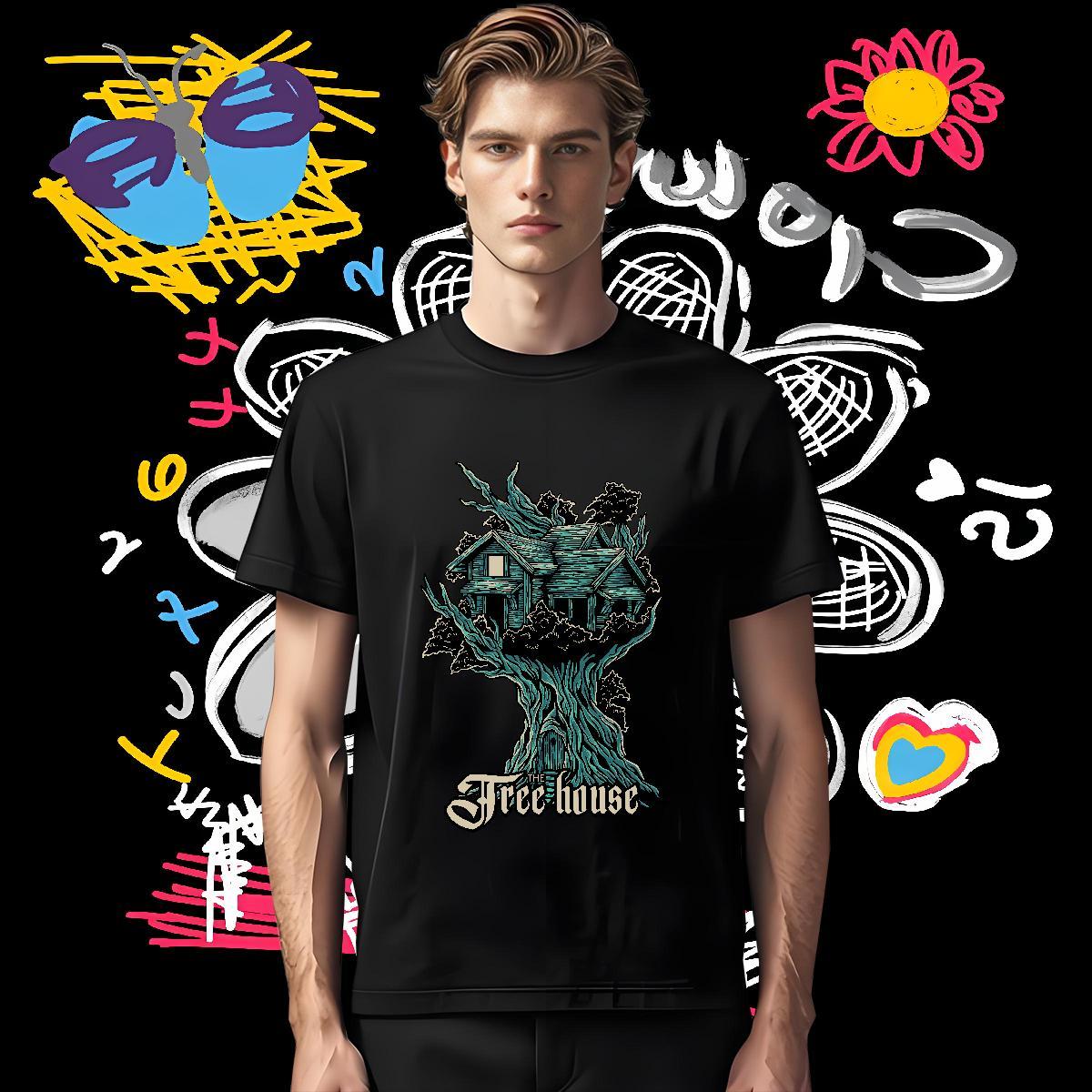 2024 Designer T-Shirts 230g Cotton tree Hip Hop Street Polos Breathable Short Sleeve Cool Design Men Tshirts Black White