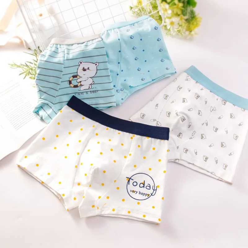 4 pieces/batch of boys boxing underwear childrens cotton underwear baby underwear teenagers cartoon printing soft childrens underwear 2-14T 2023 newW2