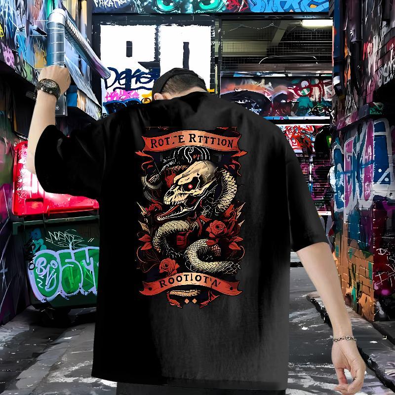 2024 Summer T Shirt For Man 230g Cotton snake Summer Casual Clothings Breathable Short Sleeve Classic Men Tees Customized Print