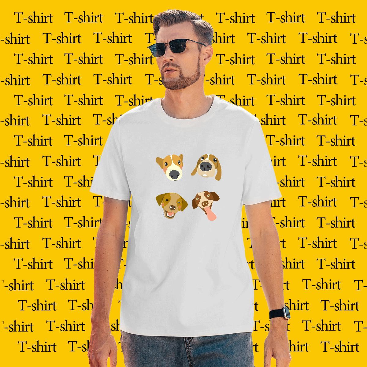 Popular Men Tops Tees 100% Cotton 230g dogs Mens T Shirts Sports Casual Breathable Short Sleeve Anime Classic Tops Shirt