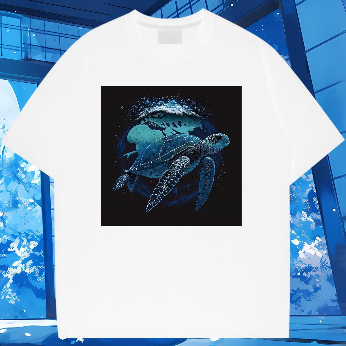 DIY Men T Shirts 230g Pure Cotton tortoise Street wear Hip Hop Tee Shirt O Neck Short Sleeves Comfortable Tshirt for Man Woman Skull