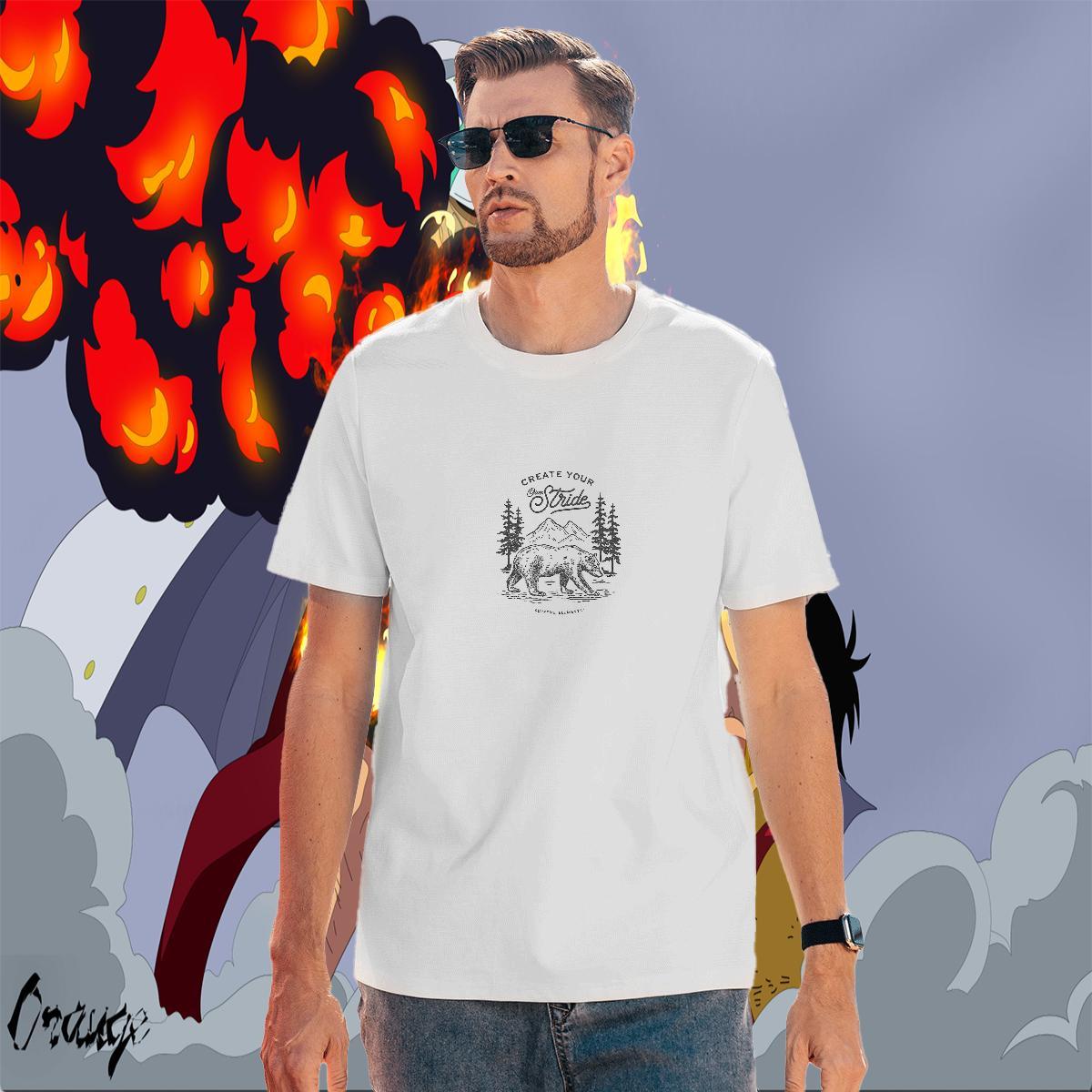 Soft Men Tees 230g Pure Cotton Hip Hop mountains Anime O-Neck Short Sleeve Designer T Shirt For Man Tops Shirt