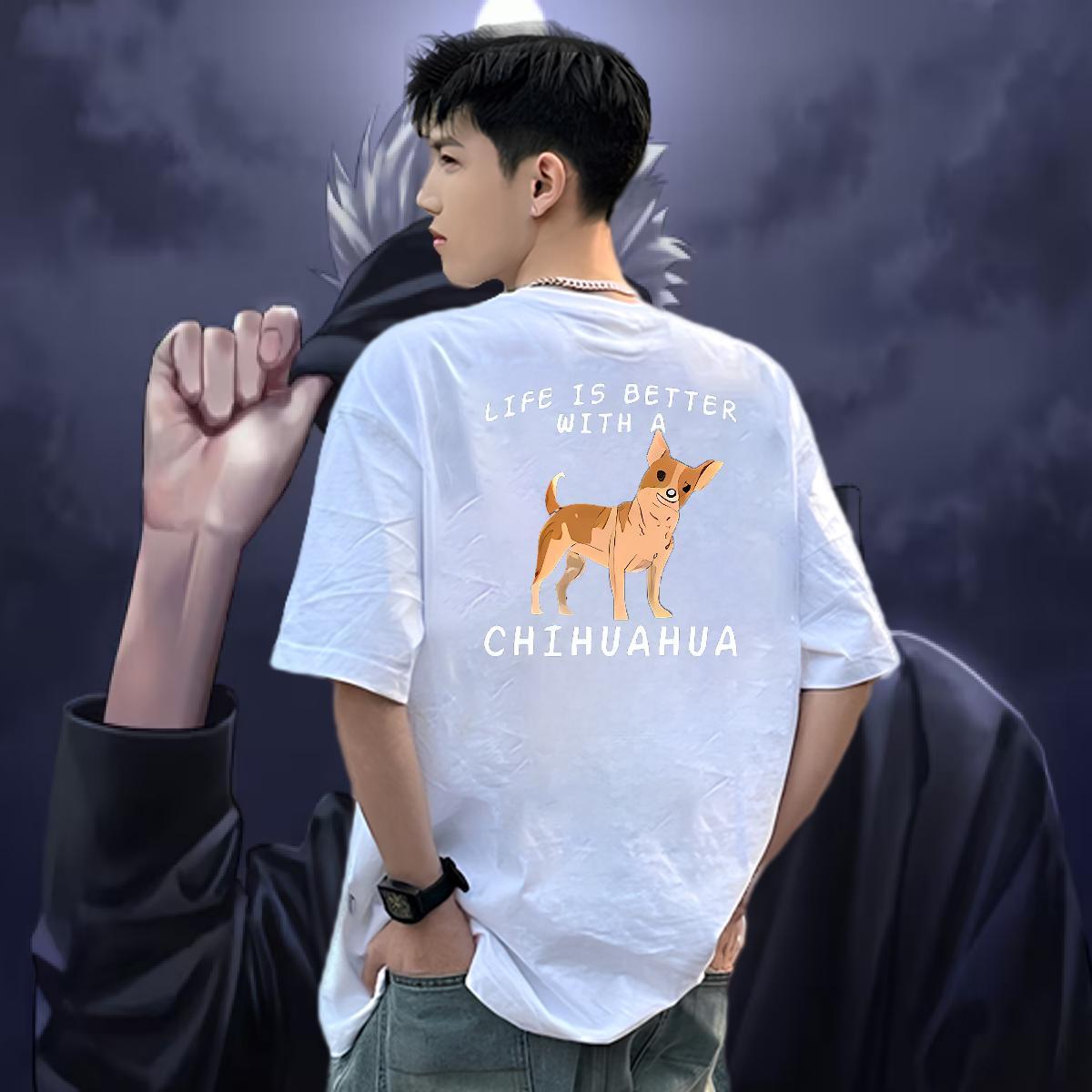 Fashion New Men T Shirts 230g 100% Cotton dog Street Tshirts Pure Cotton Soft Mens Tshirts DIY Anime
