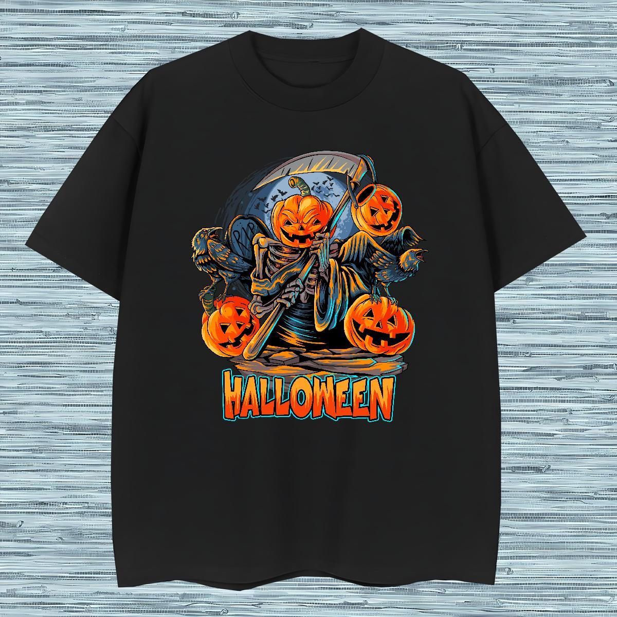 Brand T-Shirts for Men 230g Cotton pumpkin Anime Printing Street Tees Shirts O Neck Short Sleeves High Quality Tshirt for Man Woman DIY Printed