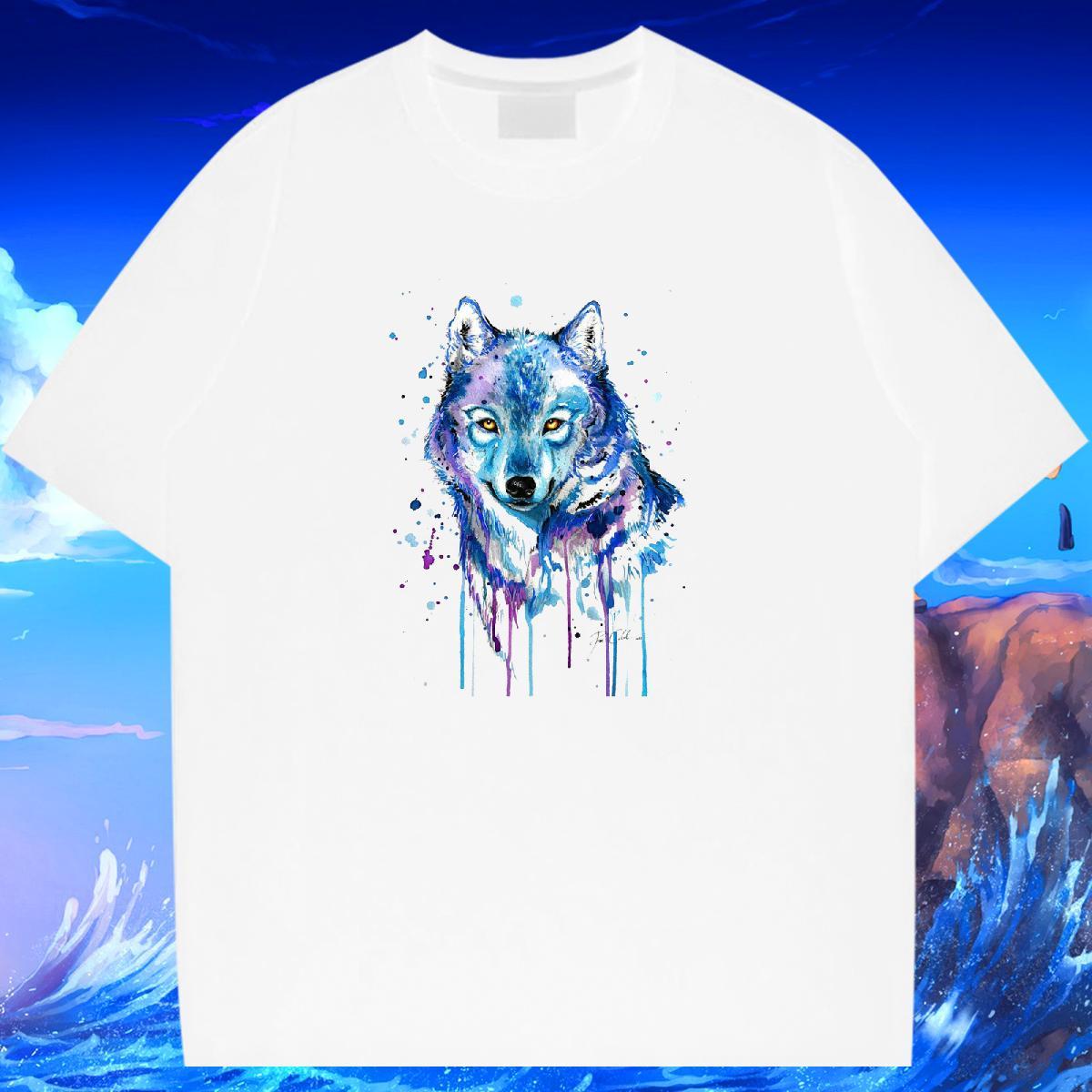 Factory Direct T shirt 230g Cotton wolf Daily Outfit Tops Crew Neck Breathable Wholesale Men Tops Tees Skull