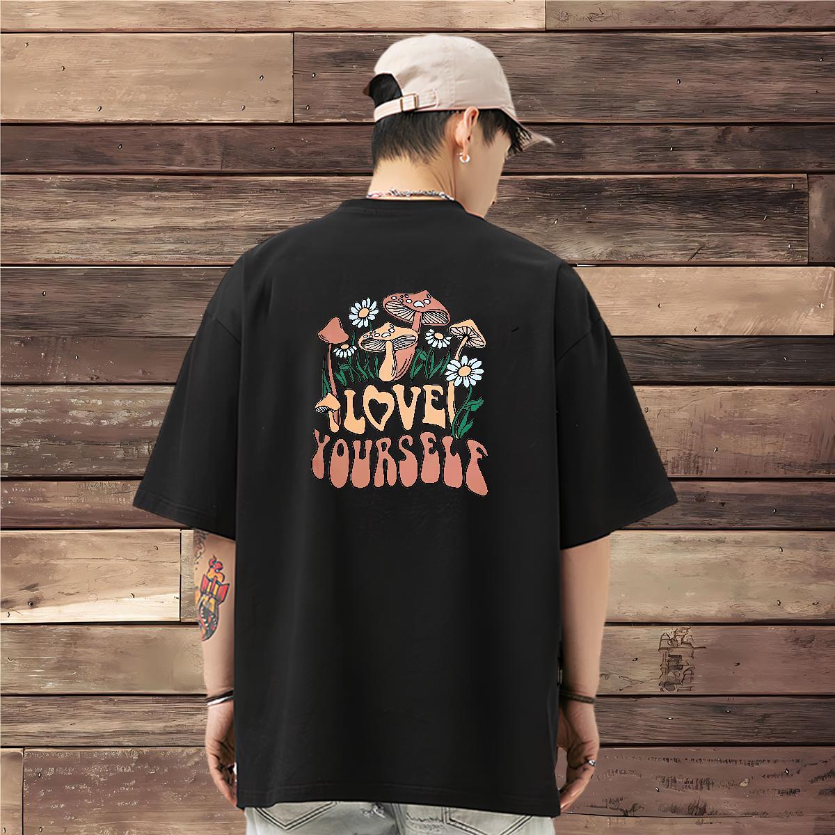 Stylist T shirt 100% Cotton 230g mushroom Sport Tops Tees Short Sleeve O-Neck Free Shipping Couples T Shirts Graphic