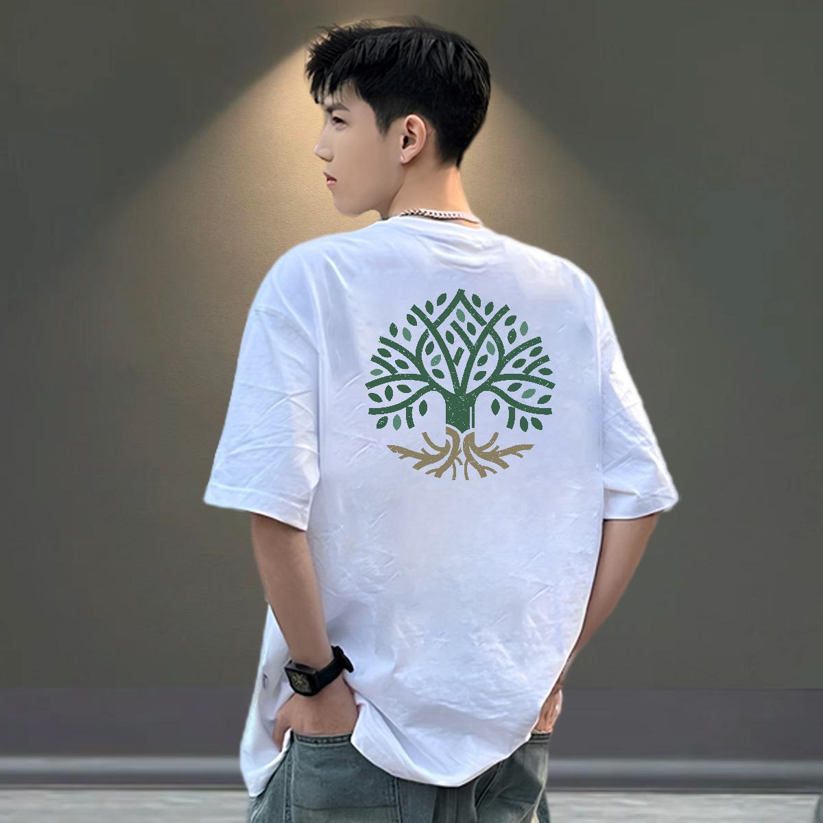 Factory Direct T Shirts Men 230g 100% Cotton tree Home Outdoor Top Tees Breathable Short Sleeve Designer Men Tshirts Floral Print