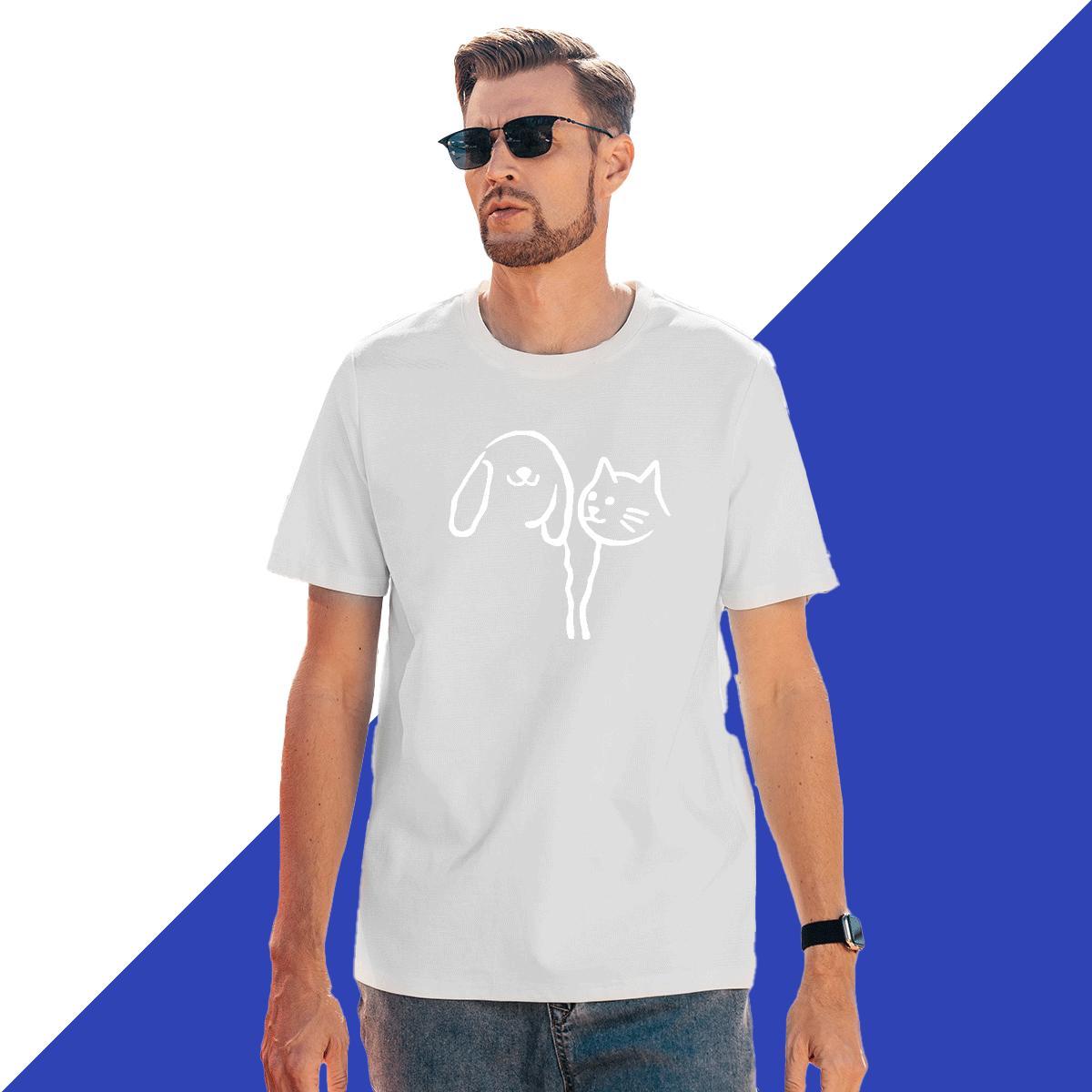 Classic T shirt 100% Cotton 230g cat Anime Printing Street Clothes Pure Cotton Loose Fit Couples T Shirts Asian Size