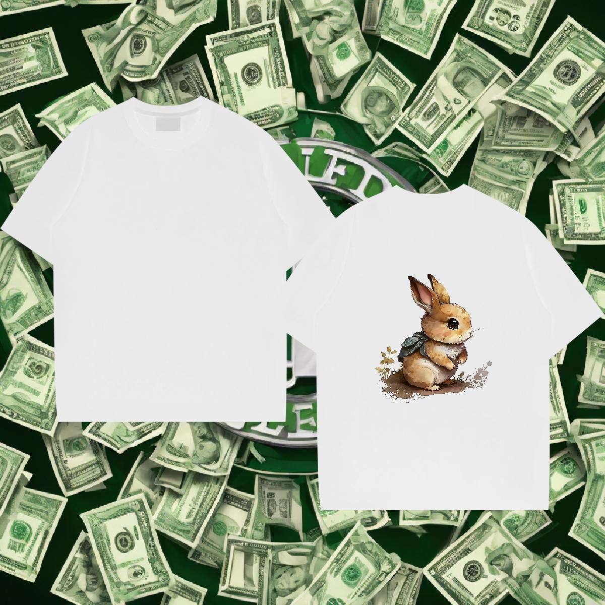 Fashion Designer T-Shirts for Men 230g Pure Cotton rabbit Daily Wear Polos Short Sleeve Soft Brand Mens Tshirts Asian Size