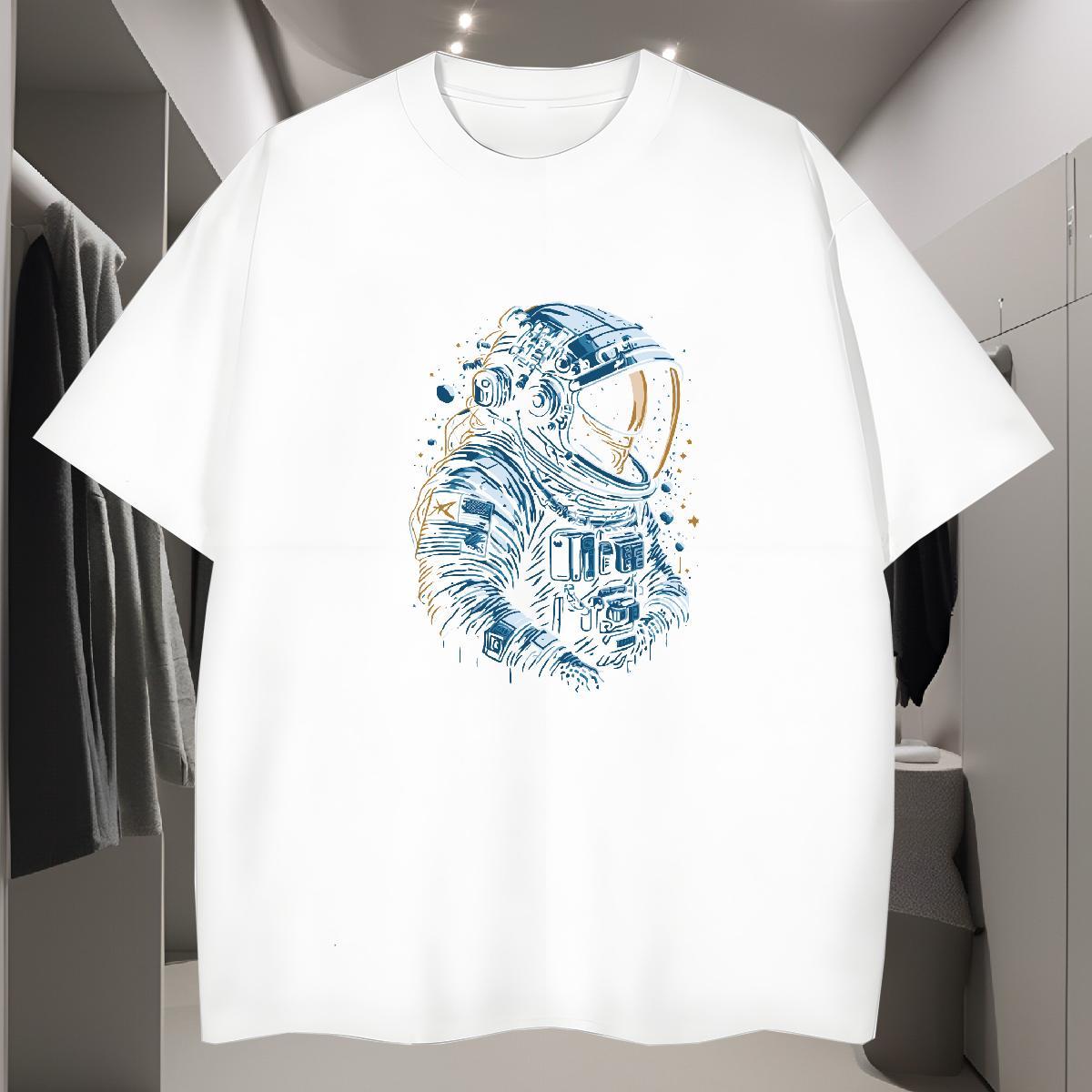 T-Shirts for Men 230g Cotton universe Beach Breathable Oversized 3XL 4XL Tshirts Stylist Classic Clothes