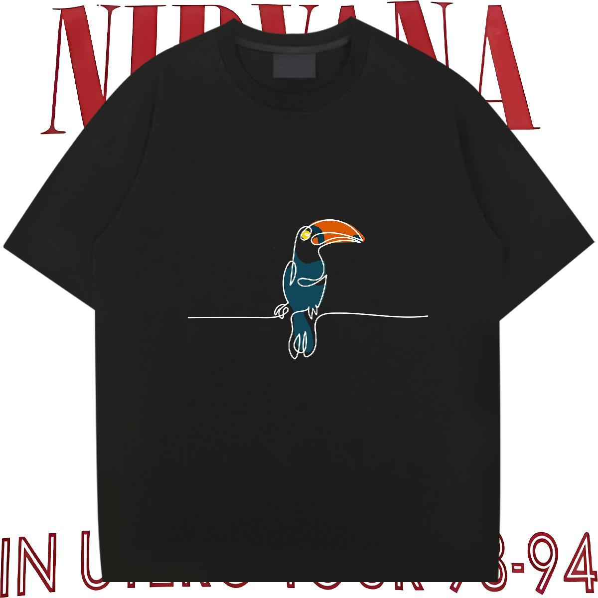 Fashion Designer T-Shirts 230g 100% Cotton bird Home Outdoor Tops Tees Breathable Soft Brand Men Tops Tees Skull