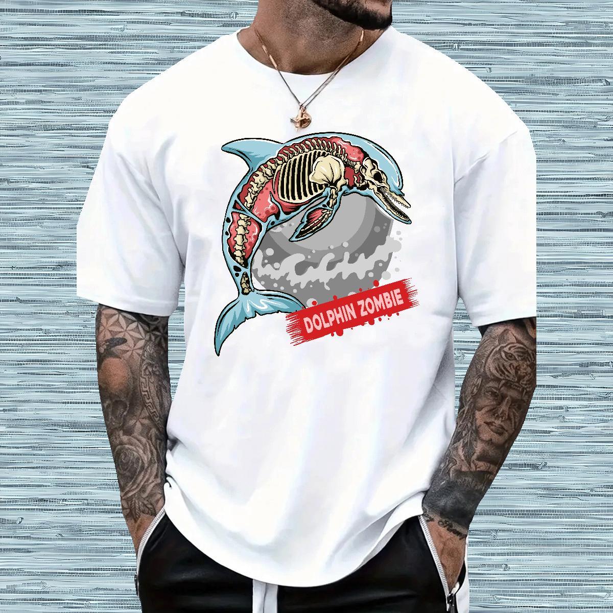 Stylist T Shirt For Man 230g Cotton Halloween Street Casual Tee Shirt Round Neck Short Sleeve Brand Tshirts Cartoon Printing L-4XL