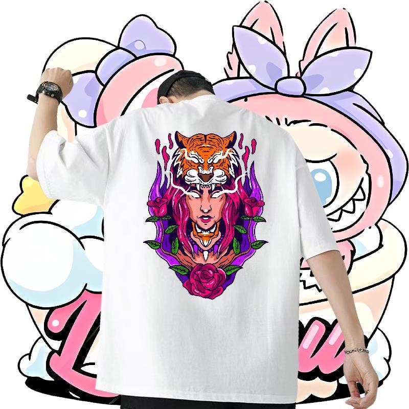 New Designer T-Shirts for Men 230g 100% Cotton tiger Daily Wear Tops Short Sleeve Soft Brand Tshirt for Man Woman Oversized 3XL 4XL