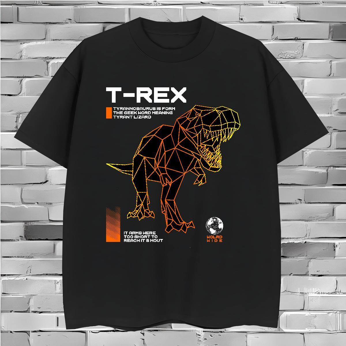 T Shirts Men 230g Pure Cotton dinosaur Home Outdoor Breathable Crew Neck Plus Size Custom Men Tees Classic Popular Clothings