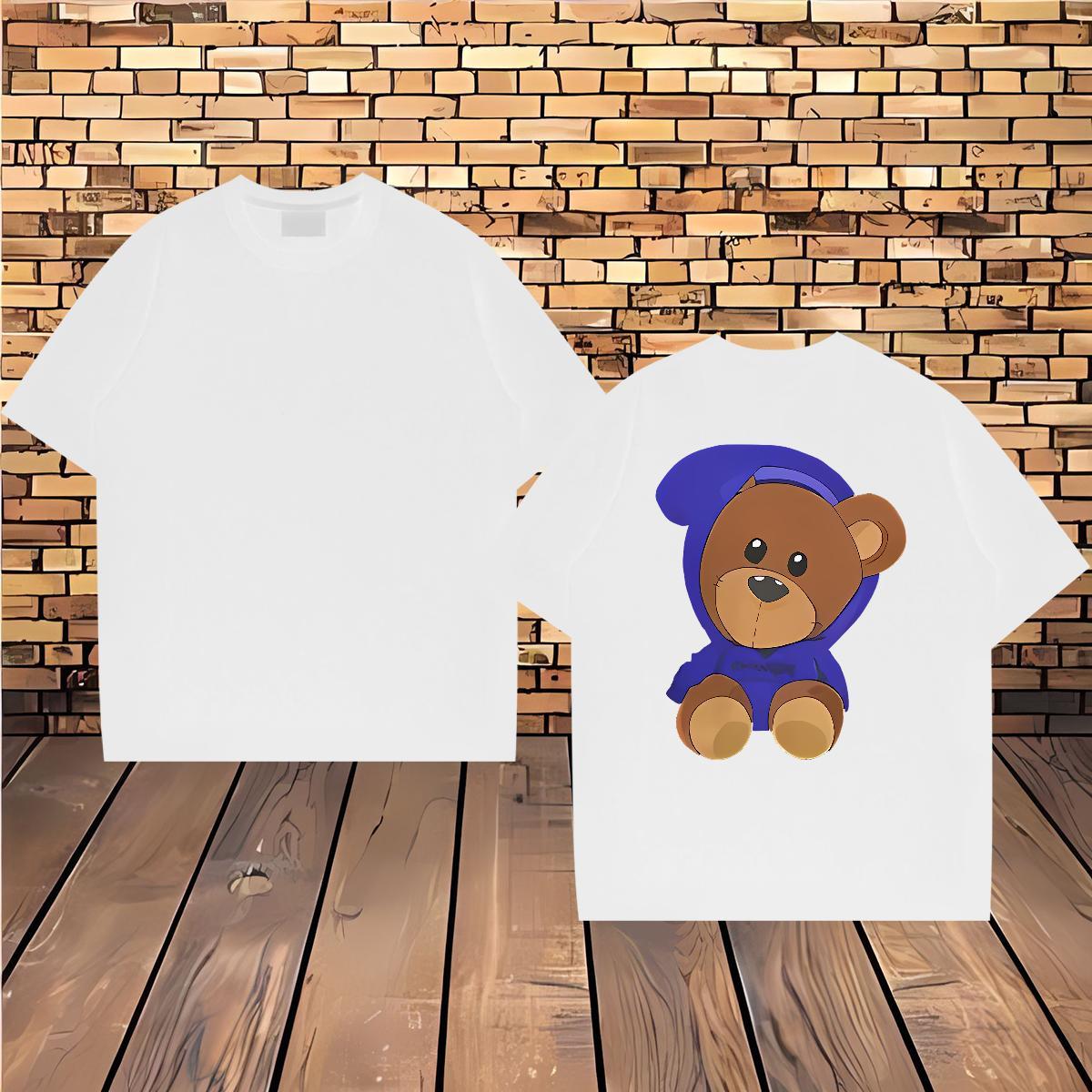 Brand T-Shirts for Men 100% Cotton 230g bear Daily Wear Tops Tees Crew Neck Cool Design Couples T Shirts Custom Anime