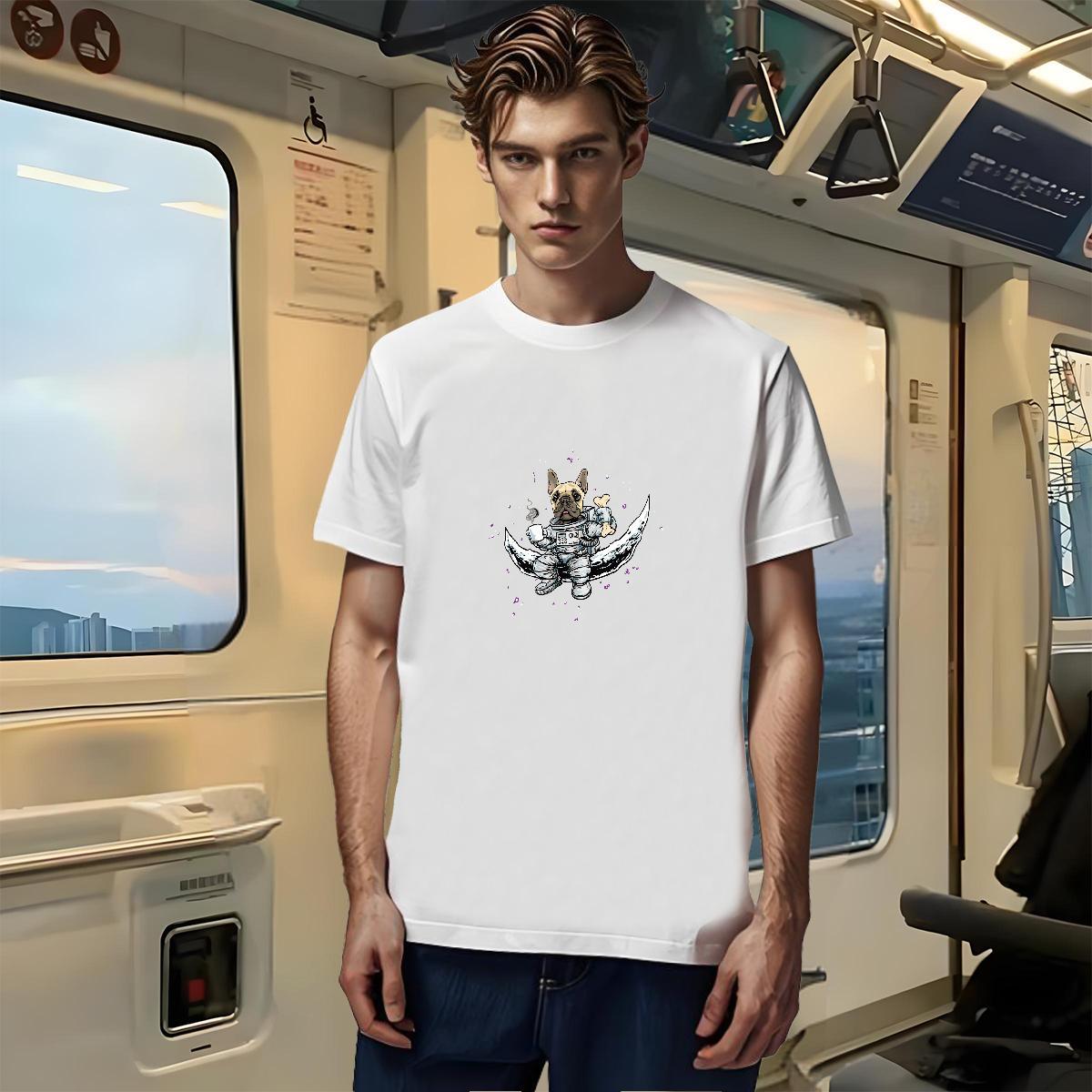 Stylist T-Shirts for Men 230g Cotton dog Hip Hop Street Tops Tees Breathable Short Sleeve Soft Men Tops Tees Customized