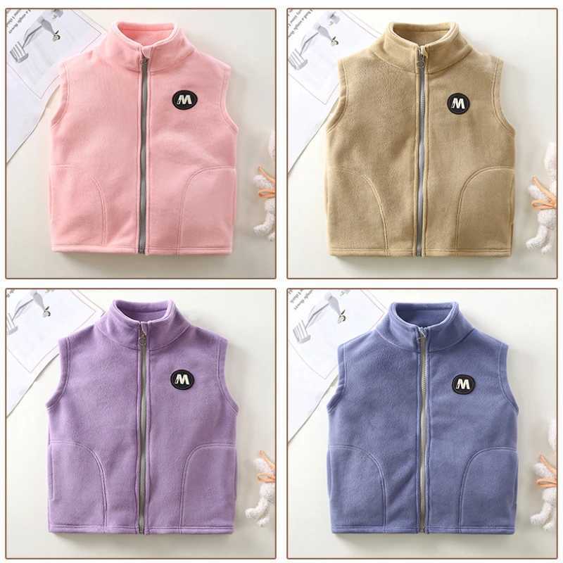Baby girl sleeveless vest childrens thick vest 2023 autumn and winter adolescent warm jacket childrens wool jacket clothingW240724