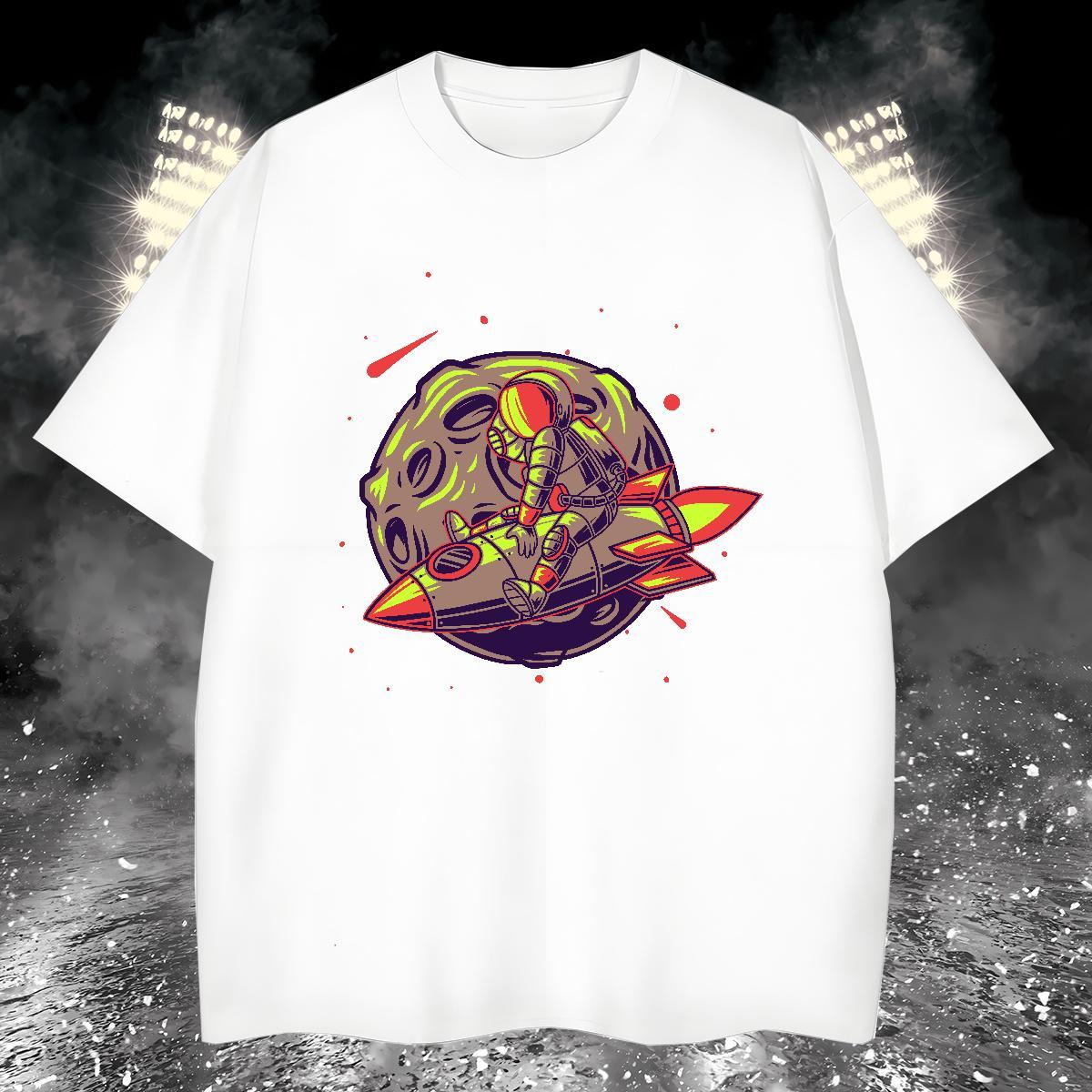 Mens T Shirts 230g 100% Cotton universe Street wear Hip Hop O Neck Short Sleeves Oversized Men Tshirts Fashion New Cool Design Clothings