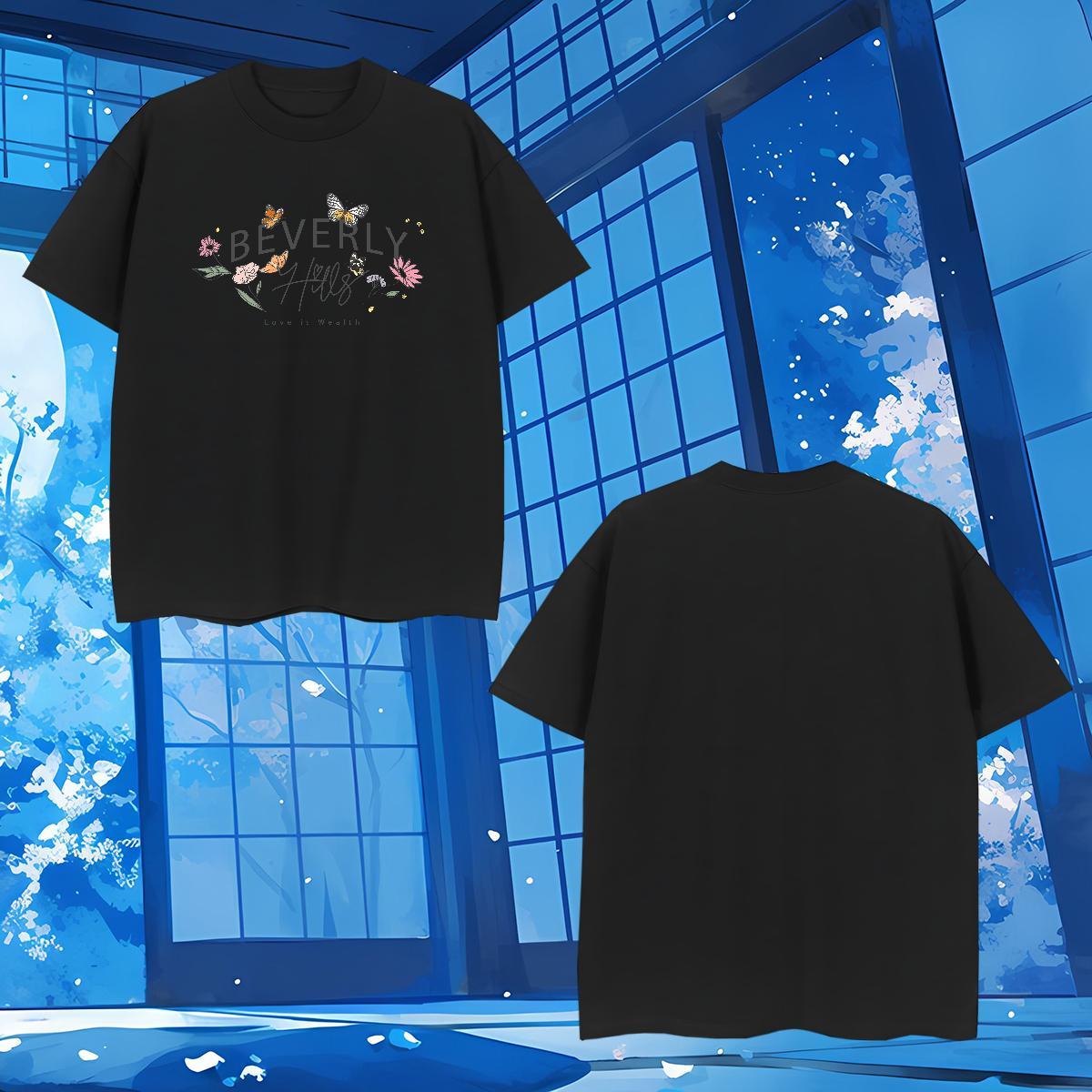 Man T Shirts 230g Cotton Butterfly Casual Daily Wear Crew Neck Custom Printed Men Tshirts Wholesale Soft Top Tees