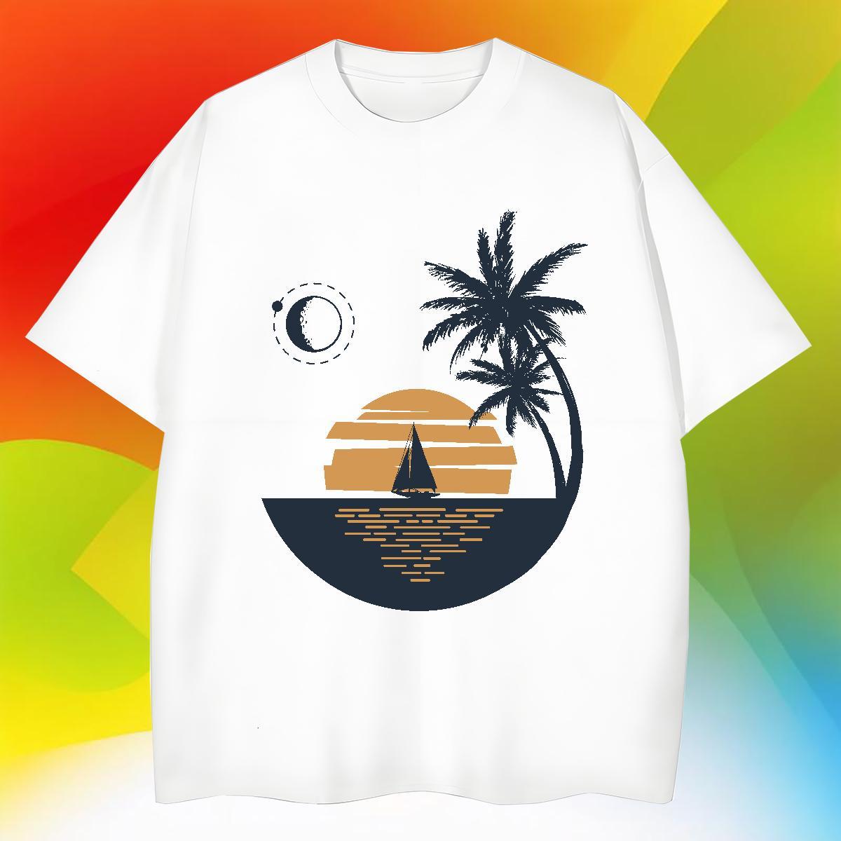 Brand Mens Tshirts 100% Cotton 230g Street wear Hip Hop sea Cartoon Print Breathable Crew Neck Fashion Design Men T Shirts Tees Shirts