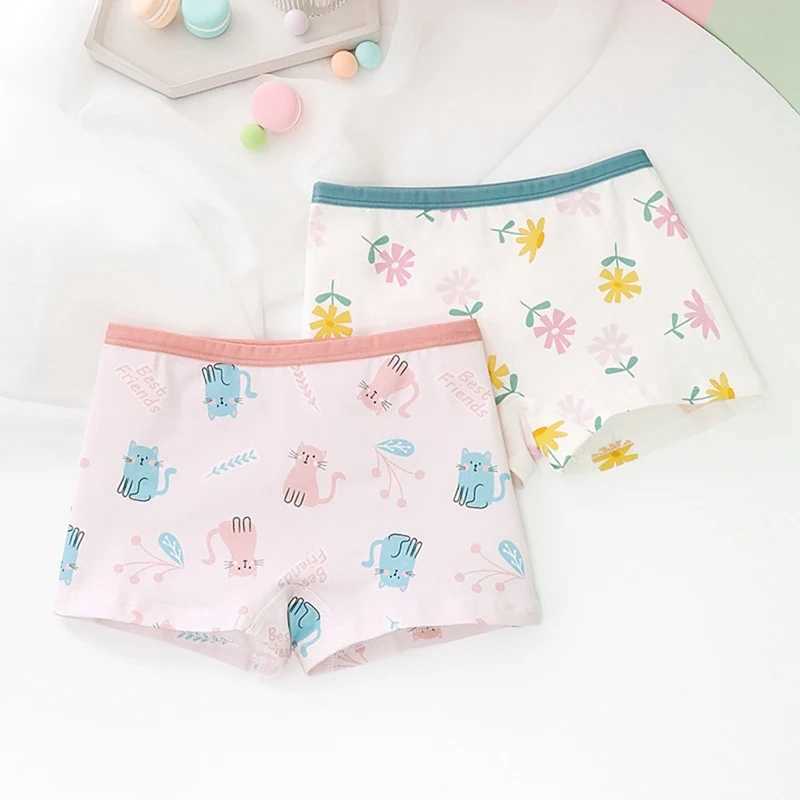 2 pieces/batch of childrens underwear cotton beautiful cartoon rabbit print childrens underwear girls children boxing breathableW240715