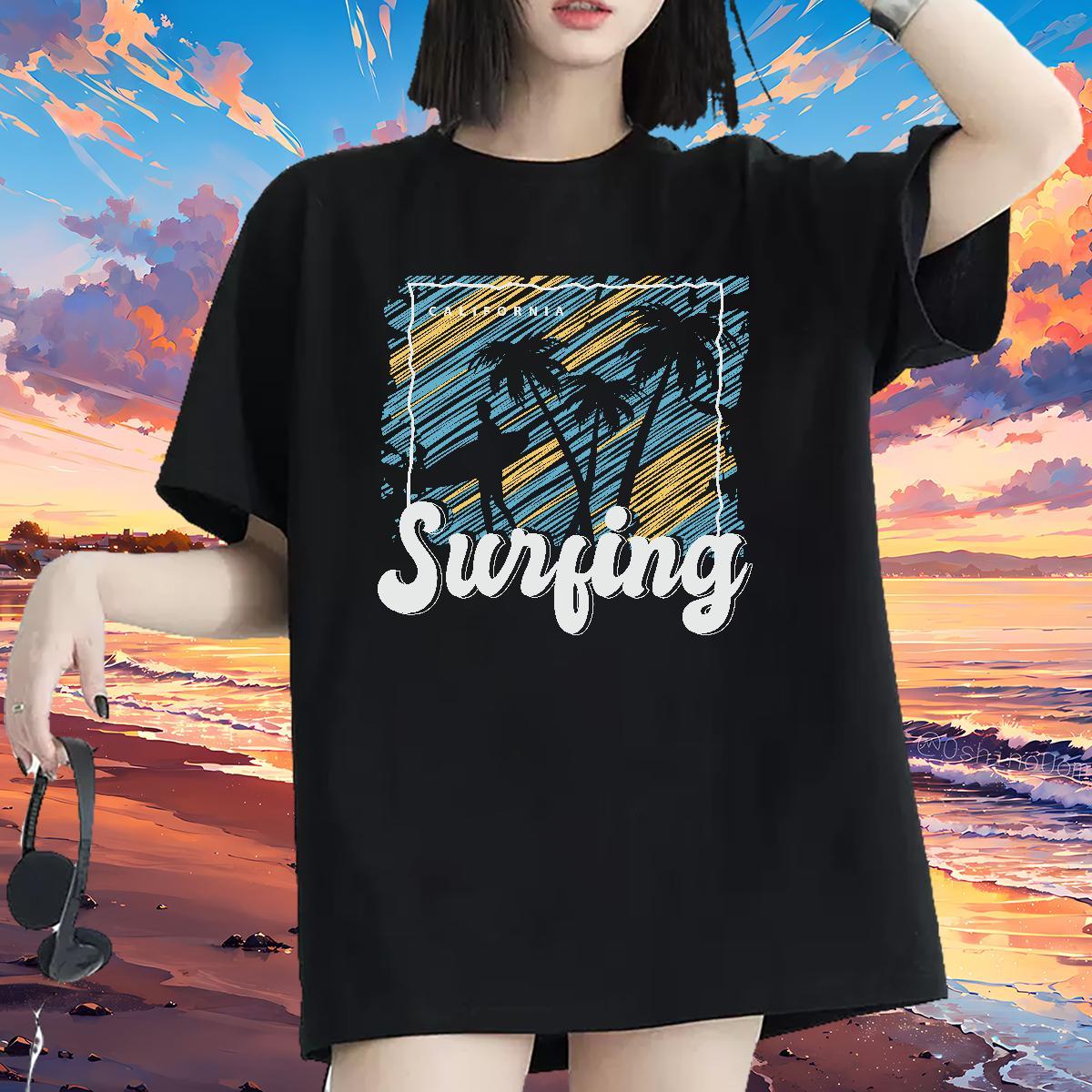 Nice T shirt Short sleeve Soft Women Tshirts Cartoon Anime tree Casual Sport 230g Pure Cotton New Arrival Clothings