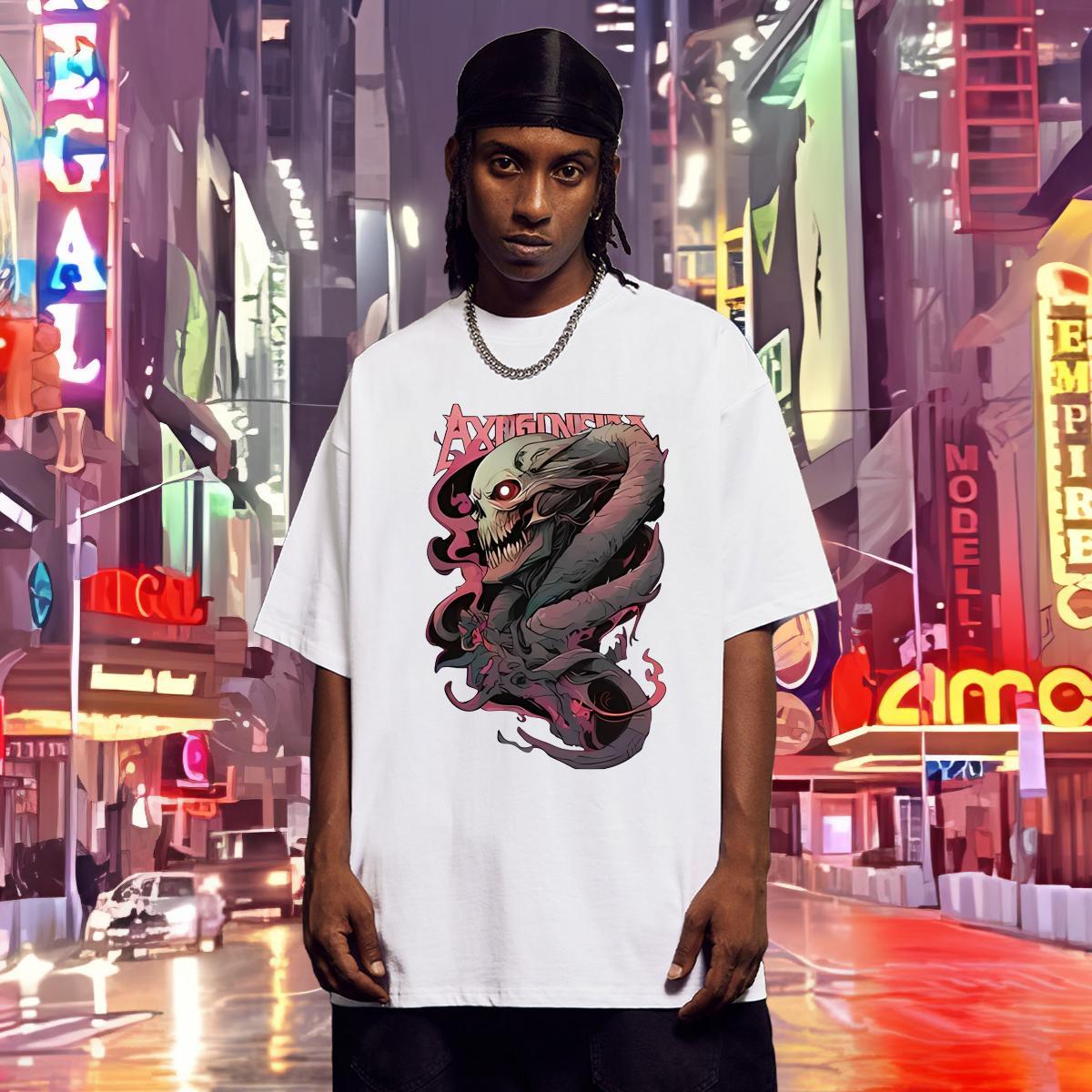 Fashion Designer T Shirts Men 230g 100% Cotton snake Street Wear Tops Short Sleeve O-Neck High Quality Men Tops Tees DIY Anime