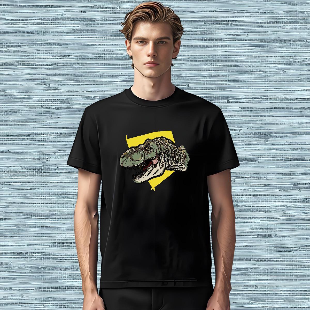 Factory Direct T Shirts Men 100% Cotton 230g dinosaur Daily Wear Clothes Breathable Short Sleeve Soft Men Clothes T-Shirt Skull