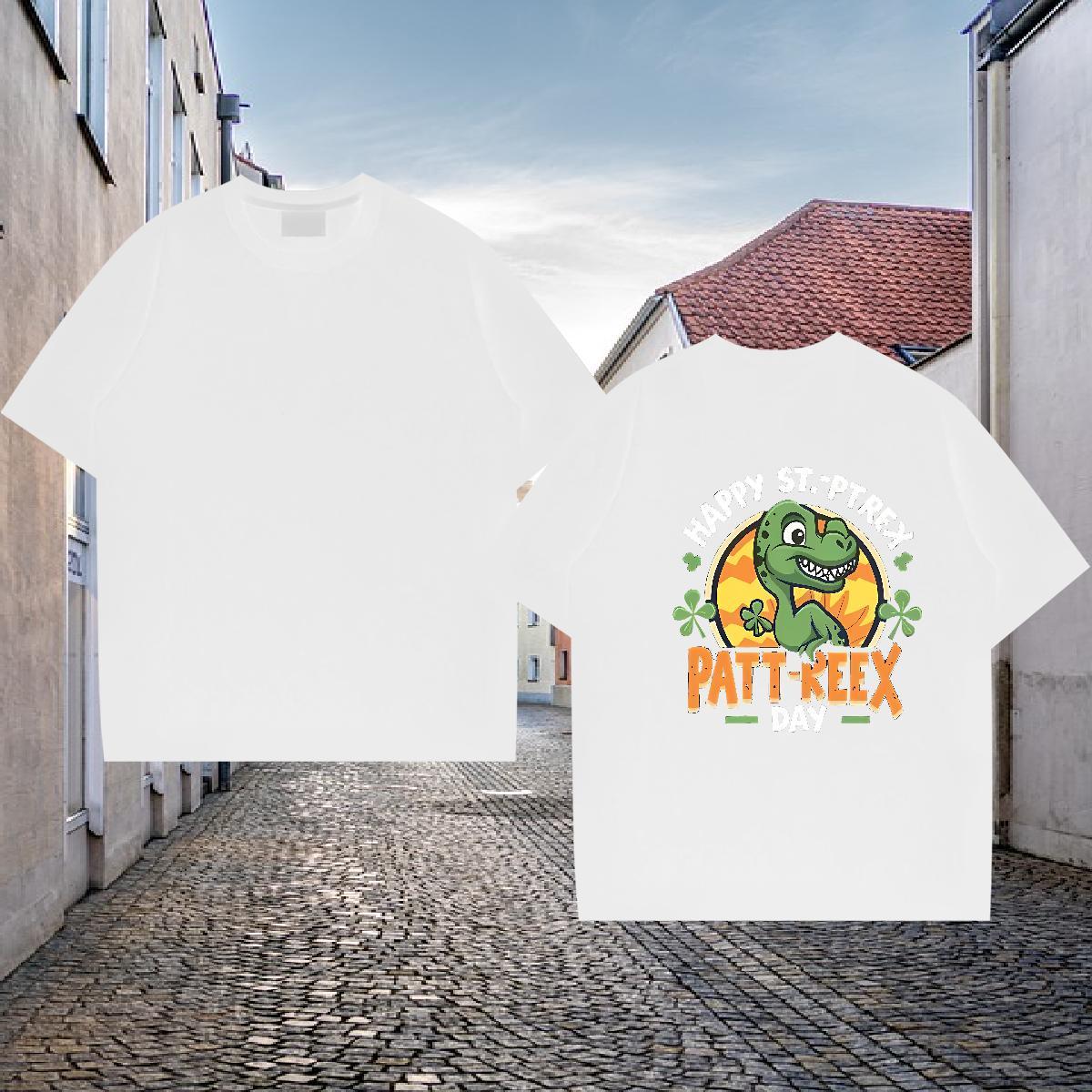 New Mens T Shirts 230g Pure Cotton dinosaur Home Outdoor Clothes Breathable Short Sleeve Free Shipping Men Clothes T-Shirt Oversized