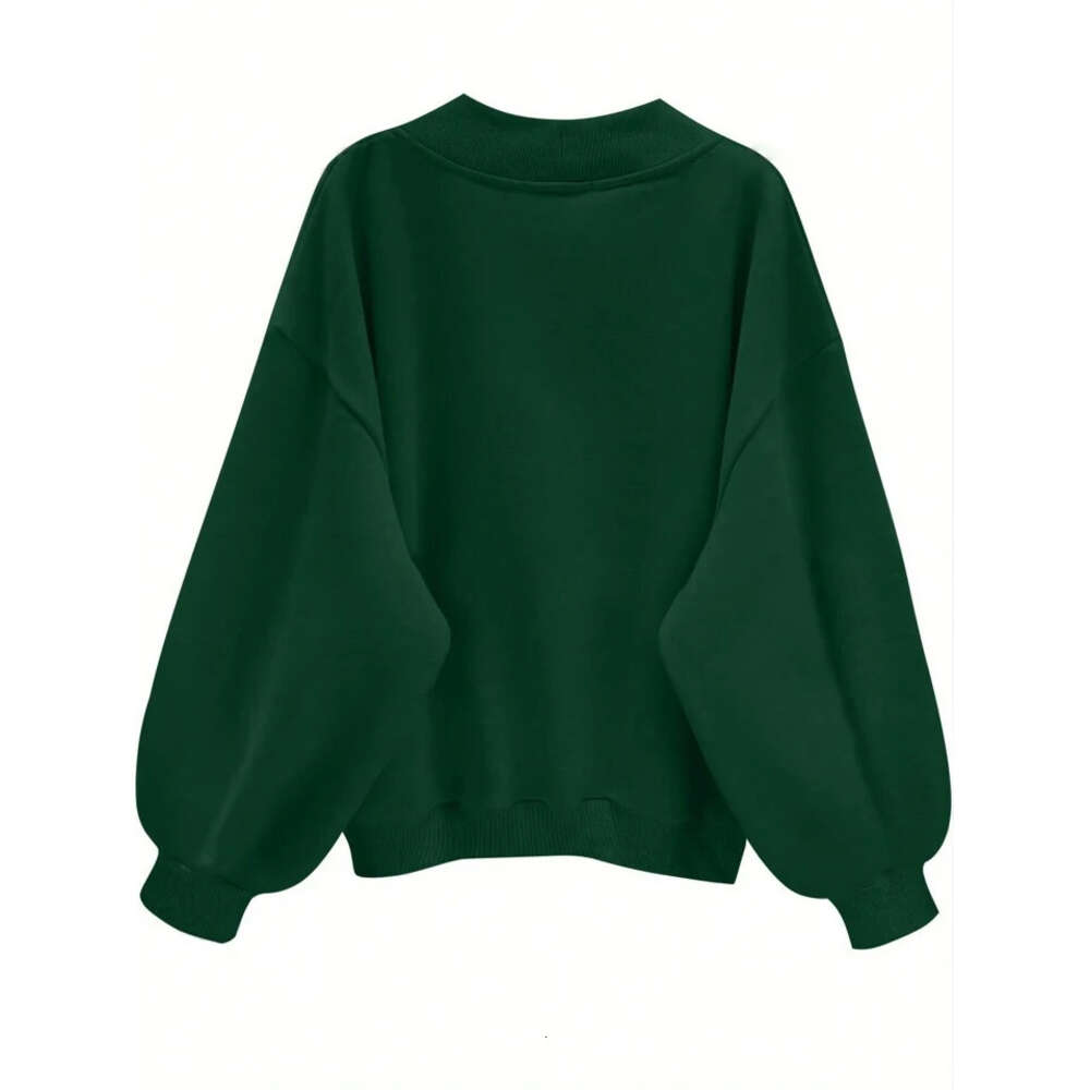 2024 Autumn New Multi Color Hoodie Women's Fashion Korean Edition Casual Loose Versatile V-neck Top