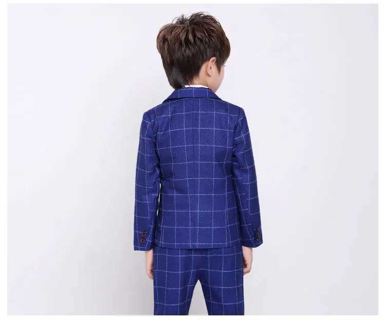 Suits Children Suit Baby Boys Suits for Weddings Boy Formal Prom Suit Kids Plaid Blazer Vest Pants Children Clothes Set Costume
