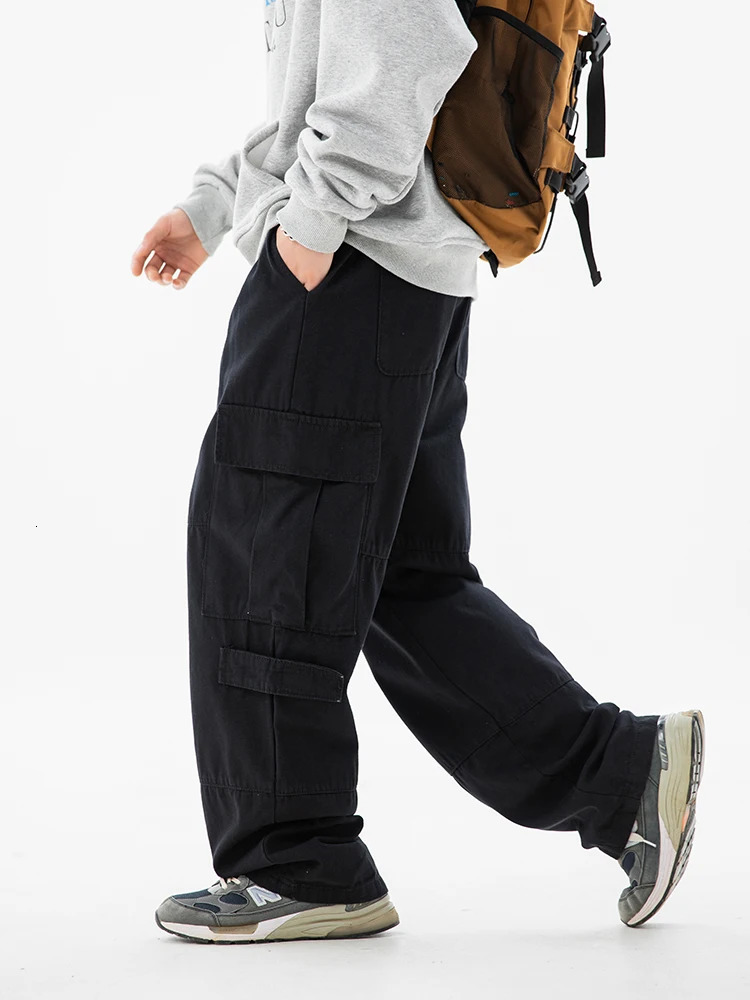 Cargo pants Cotton Loose Fashion Casual Pants Spliced Multi Pocket Outdoor Hiking Elastic Straight Leg Woman Sweatpa 240806